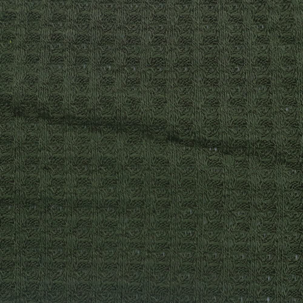 Green Forest Waffle Rayon Spandex Open Knit Fabric by The Yard - Soft Stretchy Material for DIY Clothing, Dresses & Home Decor Projects