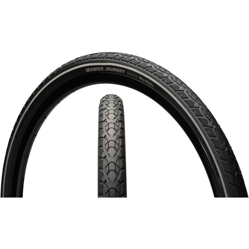 Kenda Kwick Journey Tire 26 x 2 Clincher Wire Bead Black/Reflective 60 TPI - High Performance Bicycle Tires for Commuting, Touring & Urban Riding