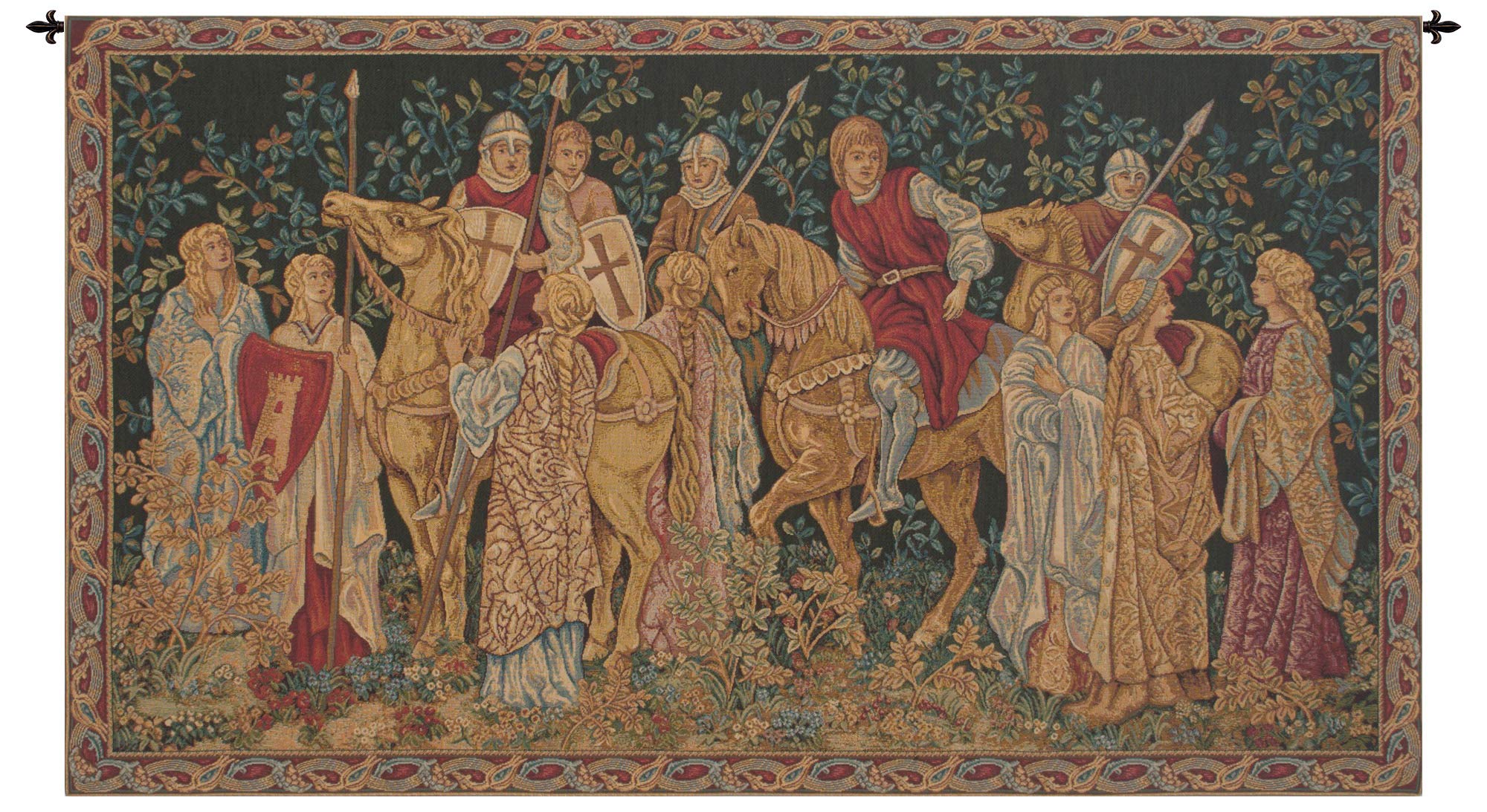 Charlotte Home Furnishings Les Croises II Italian Tapestry Wall Hanging - 26x46 Inch Viscose Cotton Polyester Blend Wall Art | William Morris Inspired Home Decor for Living Room, Bedroom & Office