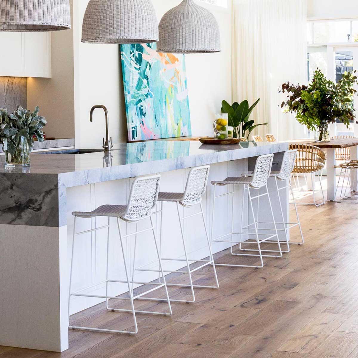 Satara Leah Counter Stool - Modern Kitchen Bar Stools with Back Support, 24