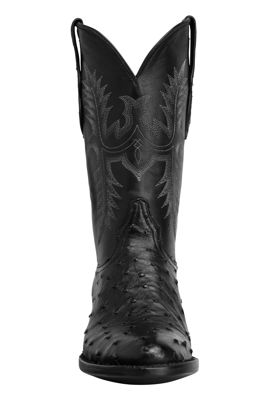 Premium Black Jack Full Quill Ostrich Cowboy Boots for Men - Genuine Exotic Leather Western Boots - Perfect for Rodeo, Country Dancing & Outdoor Adventures