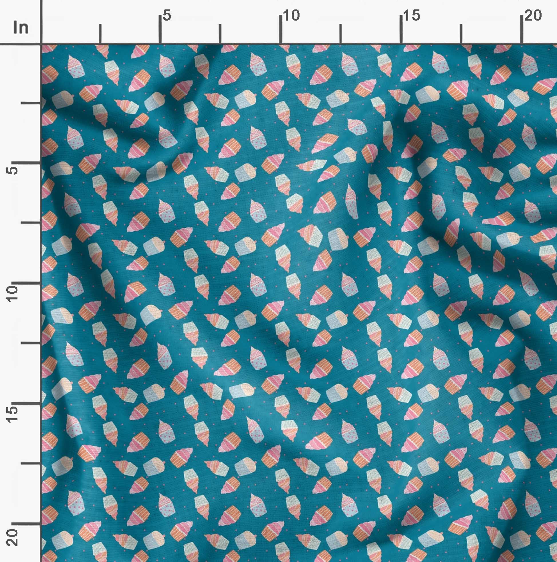 Soimoi Moss Georgette Blue Fabric by The Yard - 42 Inch Wide Cotton Fabric with Whimsical Dot & Cupcake Print for Dresses, Curtains & DIY Crafts - Sweet Fashion & Home Decor Fabric
