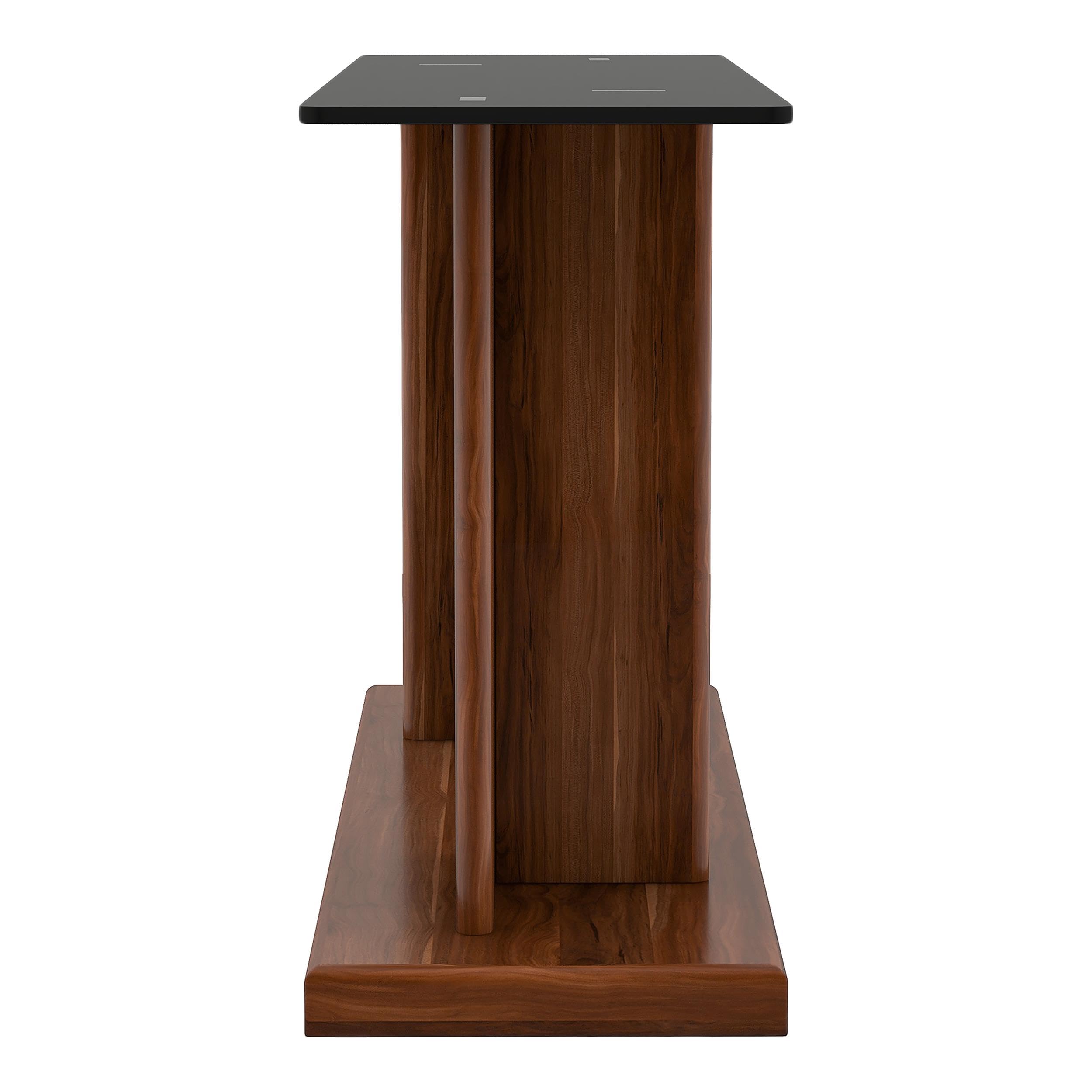 Furniture of America Thame Modern Glass Top Console Table - Dark Walnut Finish for Entryway, Living Room & Hallway Decor