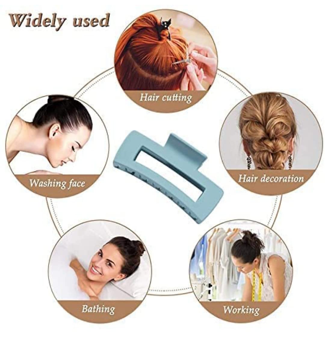 Matte Rectangle Jumbo Hair Clips for Women - 5 Pack Strong Hold Thick Hair Clutchers, Fashion Styling Accessories for Girls & Women | Perfect for Updos, Ponytails & Everyday Hairstyles