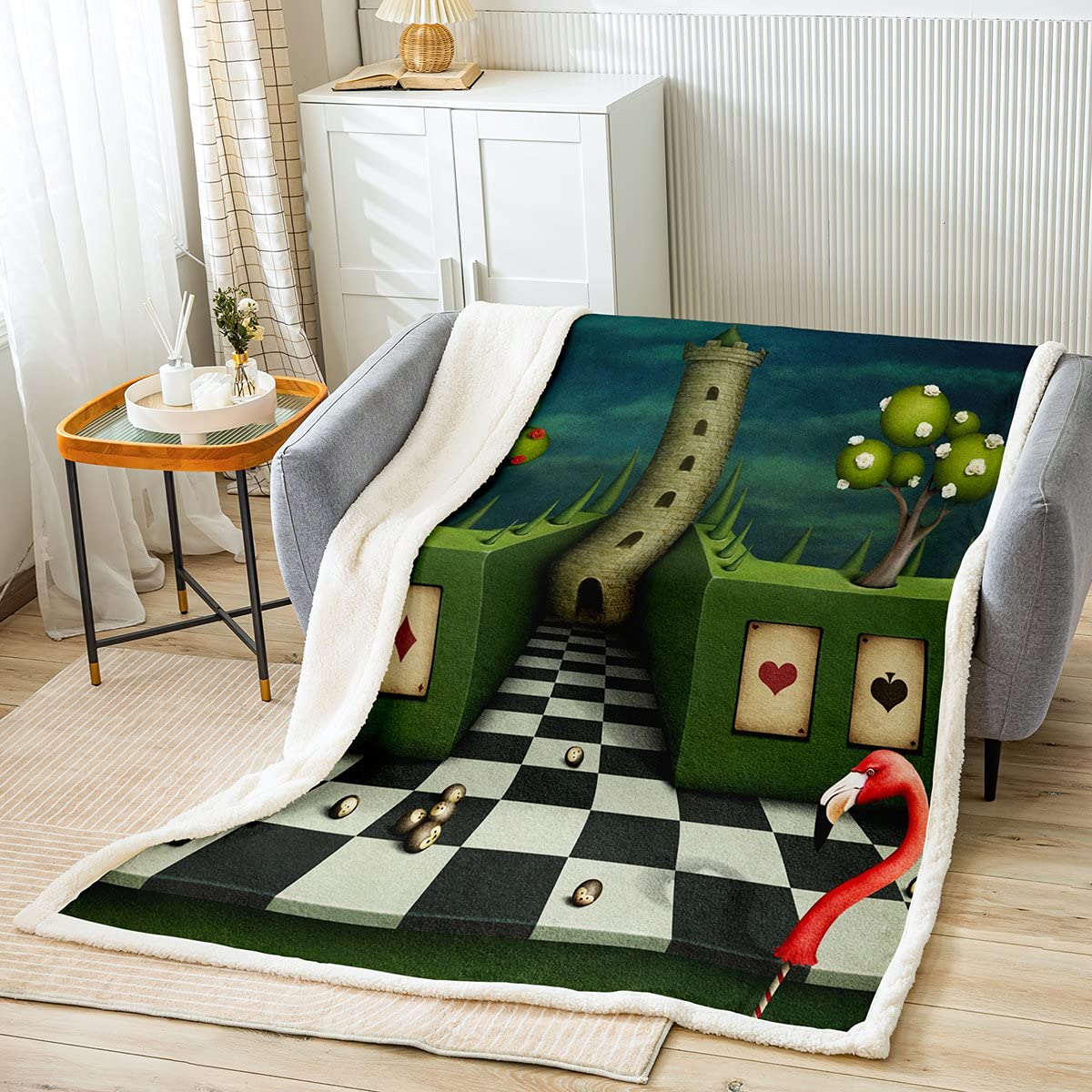 Premium Fleece Throw Blanket 30x40 Inches - Ultra Soft Sherpa Plush Blanket for Adults, Kids & Women - Green Maze & Black White Grid Design - Cozy Flamingo Hedgehog Pattern - Perfect for Bed, Couch, Sofa, Movie Nights & Winter Snuggling