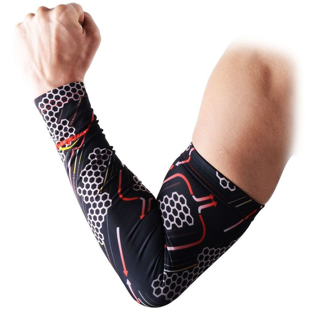 Compression Arm Sleeves for Men & Women - Anti-Slip Hacker Empire Black - Perfect for Sports, Gaming & Workout Recovery