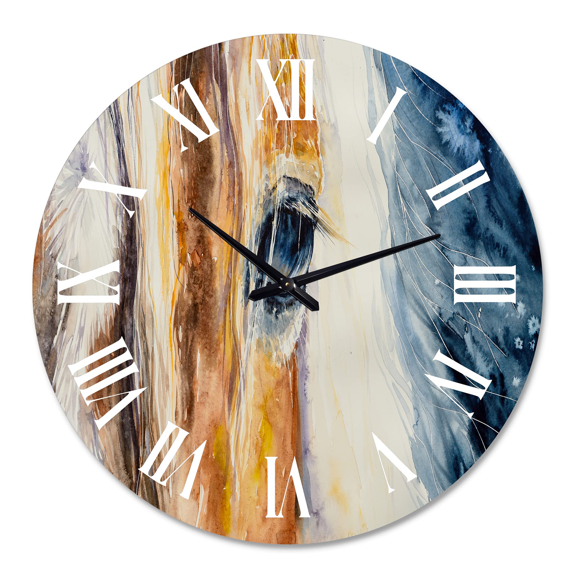 Farmhouse Wall Clock - Close-Up of a Beautiful Horse's Eye, Large Animal Wall Art for Bedroom, Living Room, Kitchen Decor | Rustic Home Décor, Perfect for Farmhouse, Country & Western Style Interiors