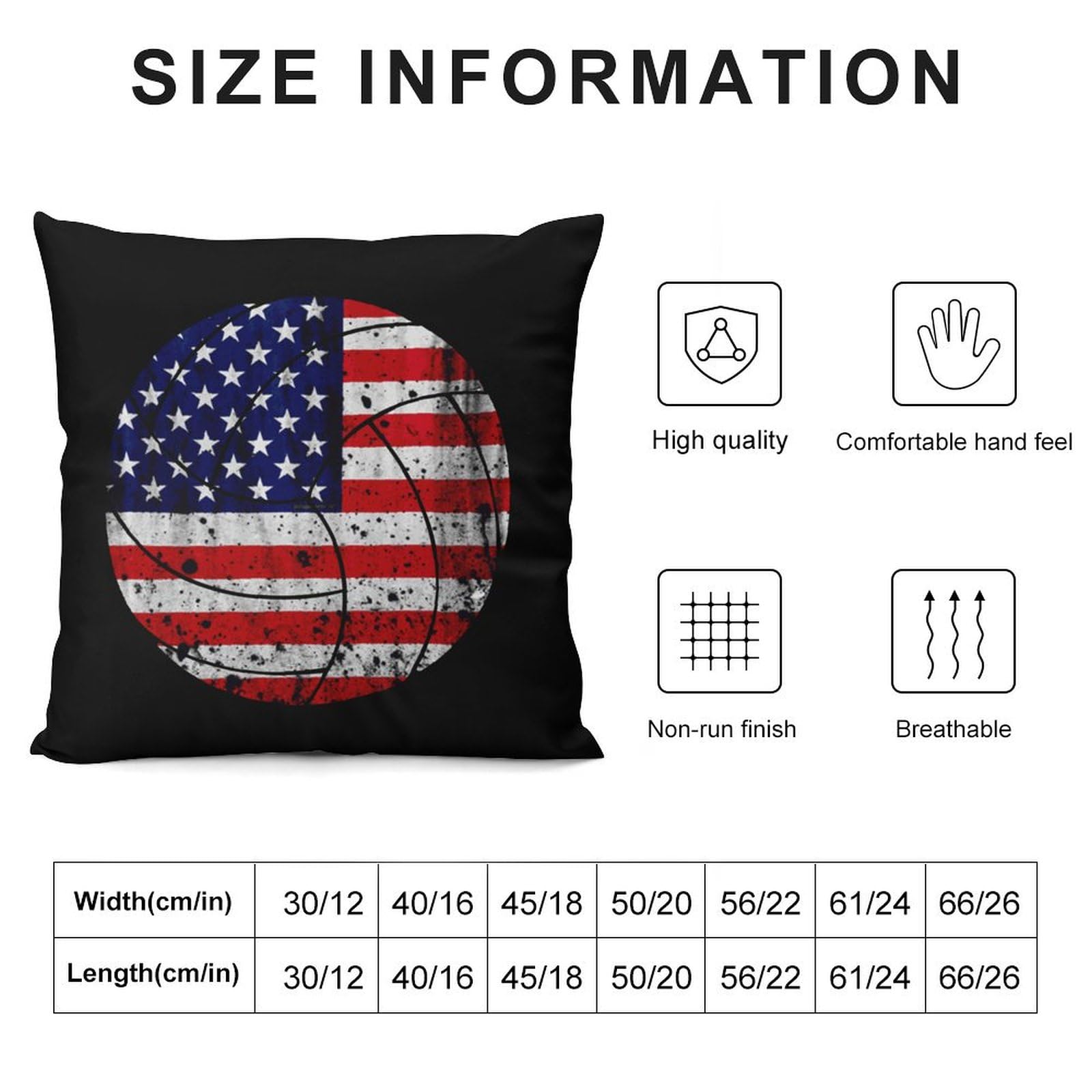 USA Flag Volleyball Plush Pillow Covers - Soft & Smooth 12x12 Inch Cushion Cases for Sofa, Bed, Dorm - Patriotic Home Decor Set of 4 - Perfect for Game Day, 4th of July & Sports Fan Gifts