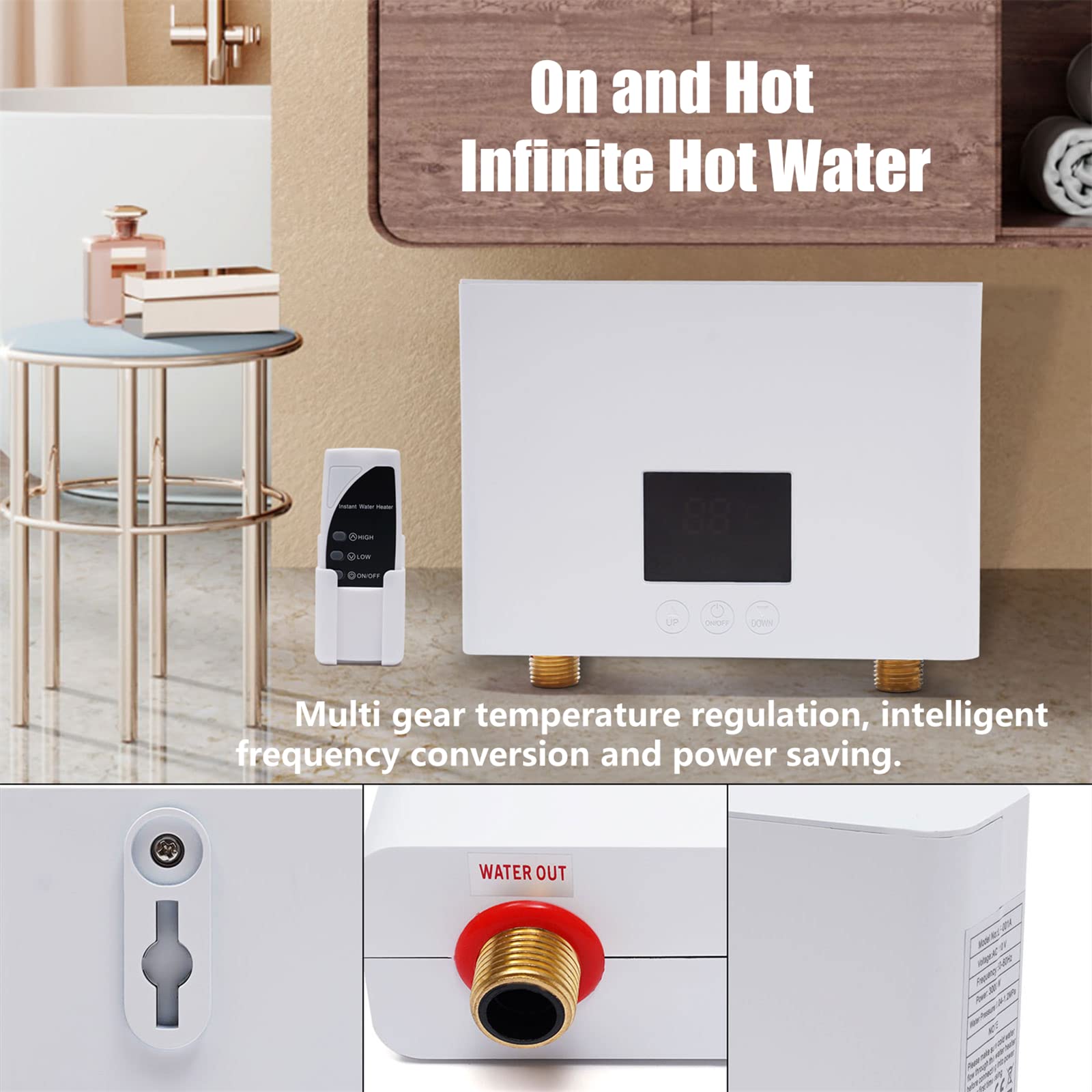 Electric Mini Tank Water Heater - Instant Hot Water On Demand with LCD Display - Compact Tankless Water Heater for Kitchen, Bathroom & RV Use - Perfect for Washing Dishes, Hand Washing & Small Appliances