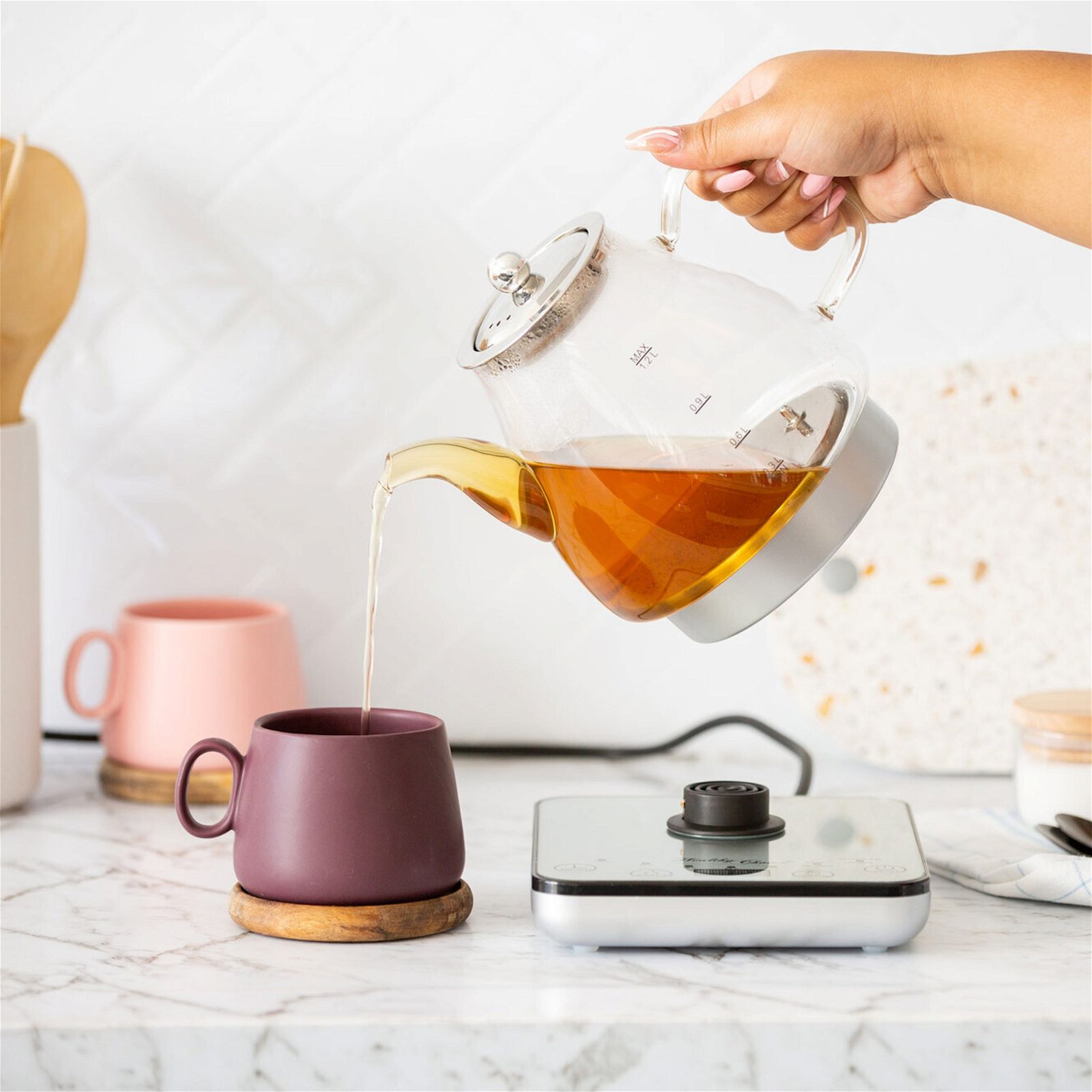 1.2L Digital Glass Electric Kettle with Tea Infuser - 800W Fast Boiling for Tea, Coffee & Hot Beverages - Perfect for Home, Office & Dorm Use