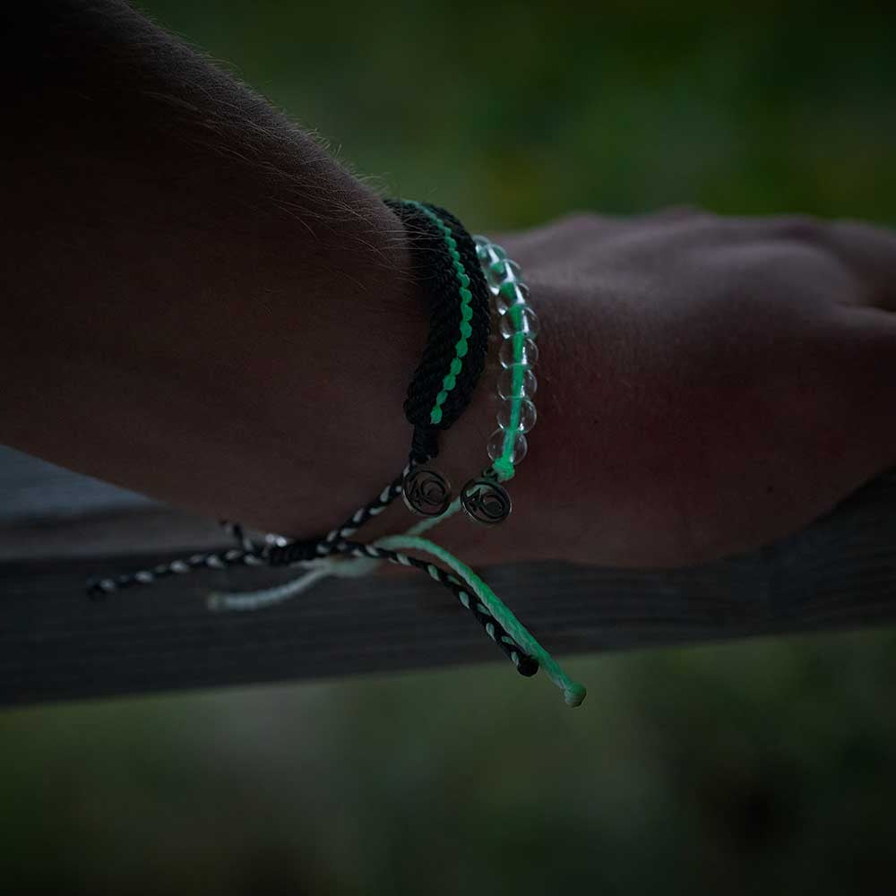 4Ocean Deep Sea Beaded Bracelet - Black & Glow in The Dark | Eco-Friendly Ocean Conservation Jewelry for Men & Women | Perfect for Beach, Party & Everyday Wear