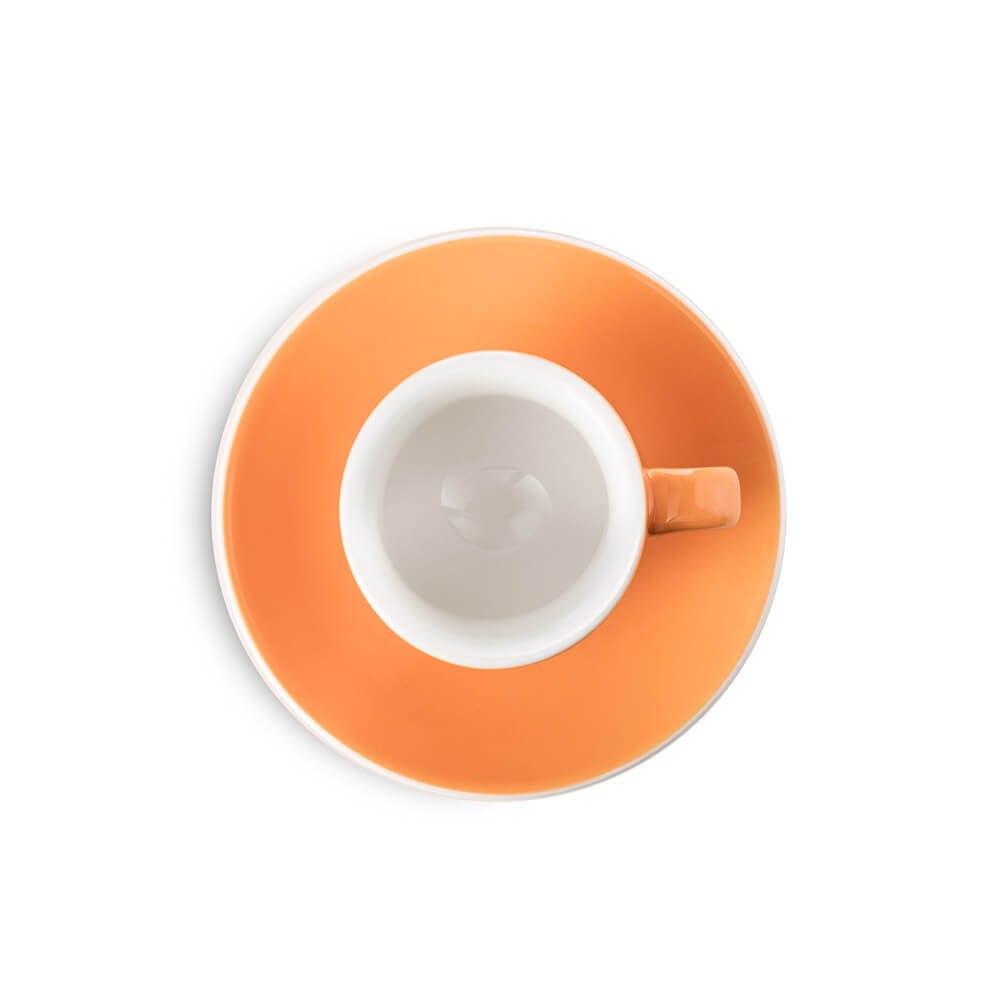 Premium Porcelain Espresso Cup & Saucer Set - 2oz/70ml Capacity, Vibrant Orange - Perfect for Home Baristas, Coffee Shops & Italian-Style Espresso Enjoyment