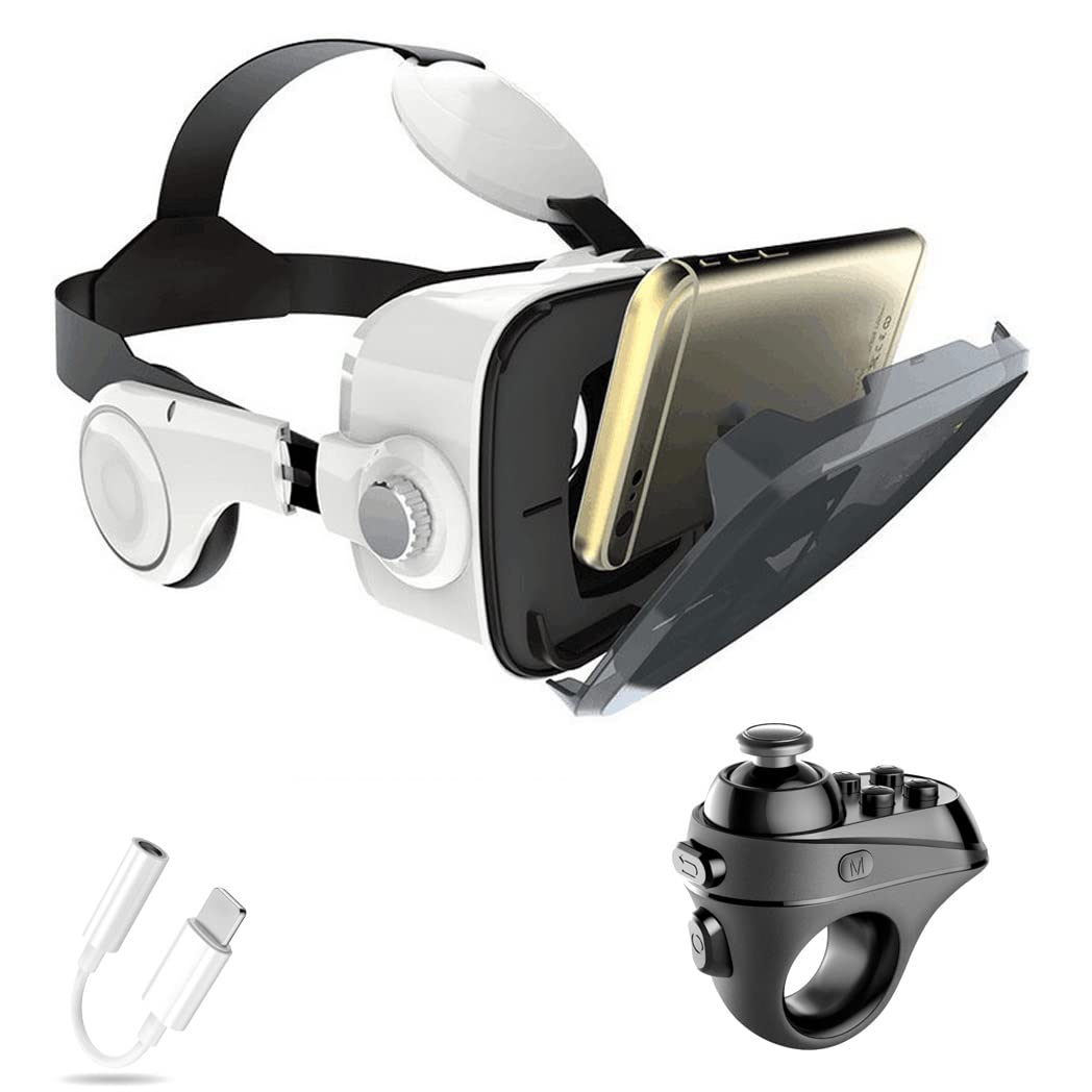 3D VR Headset with Bluetooth Controller - Compatible with iPhone 13 Pro Max/13 Pro/13/12/11, Samsung Galaxy S21, Huawei, Xiaomi Series - Immersive Virtual Reality Experience for Gaming, Movies & Entertainment (Color: E, Size: iOS)