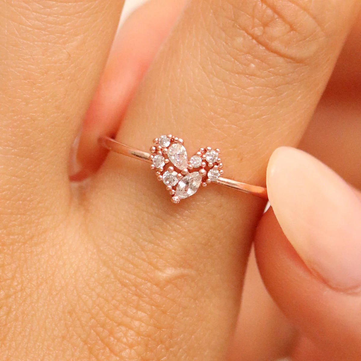 Rose Gold Heart Ring Set for Women - Elegant Valentine's Day Gift, Anniversary Present, Romantic Jewelry for Her | Perfect for Date Nights, Proposals, and Special Occasions