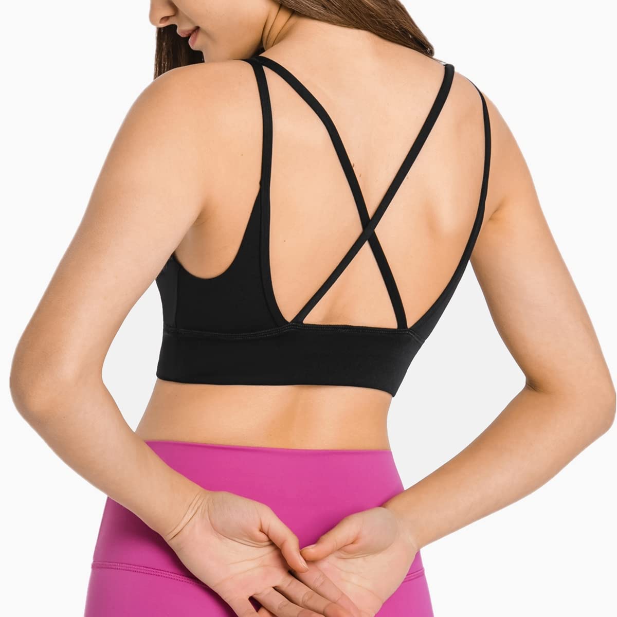 Women's Strappy Padded Sports Bras - Yoga Crop Tank Tops for Workout & Gym - Breathable Activewear for Running, Fitness & Lounge Wear