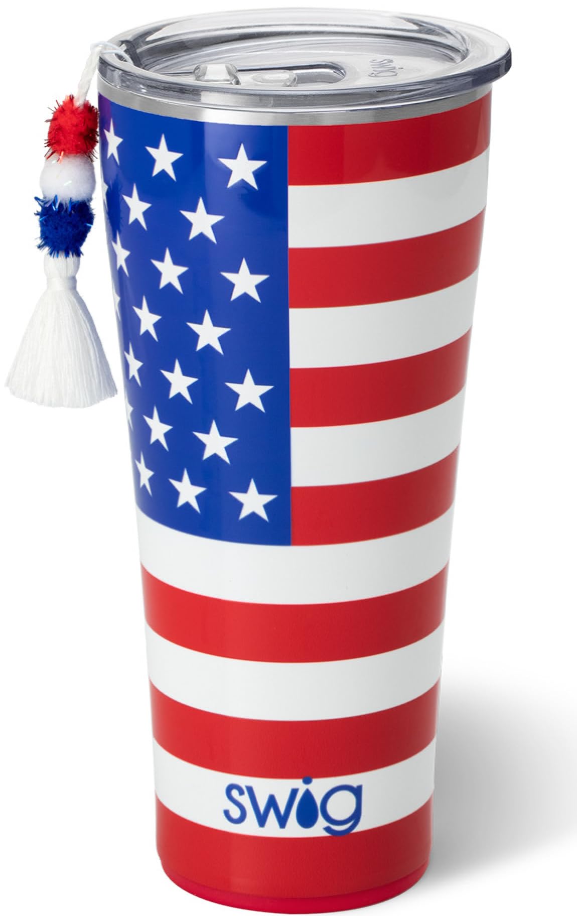 Swig Life 32oz Insulated Stainless Steel Tumbler - Leakproof Travel Coffee Mug with Lid & Cup Holder Friendly Design - Perfect for Commuting, Camping & Office Use (All American)