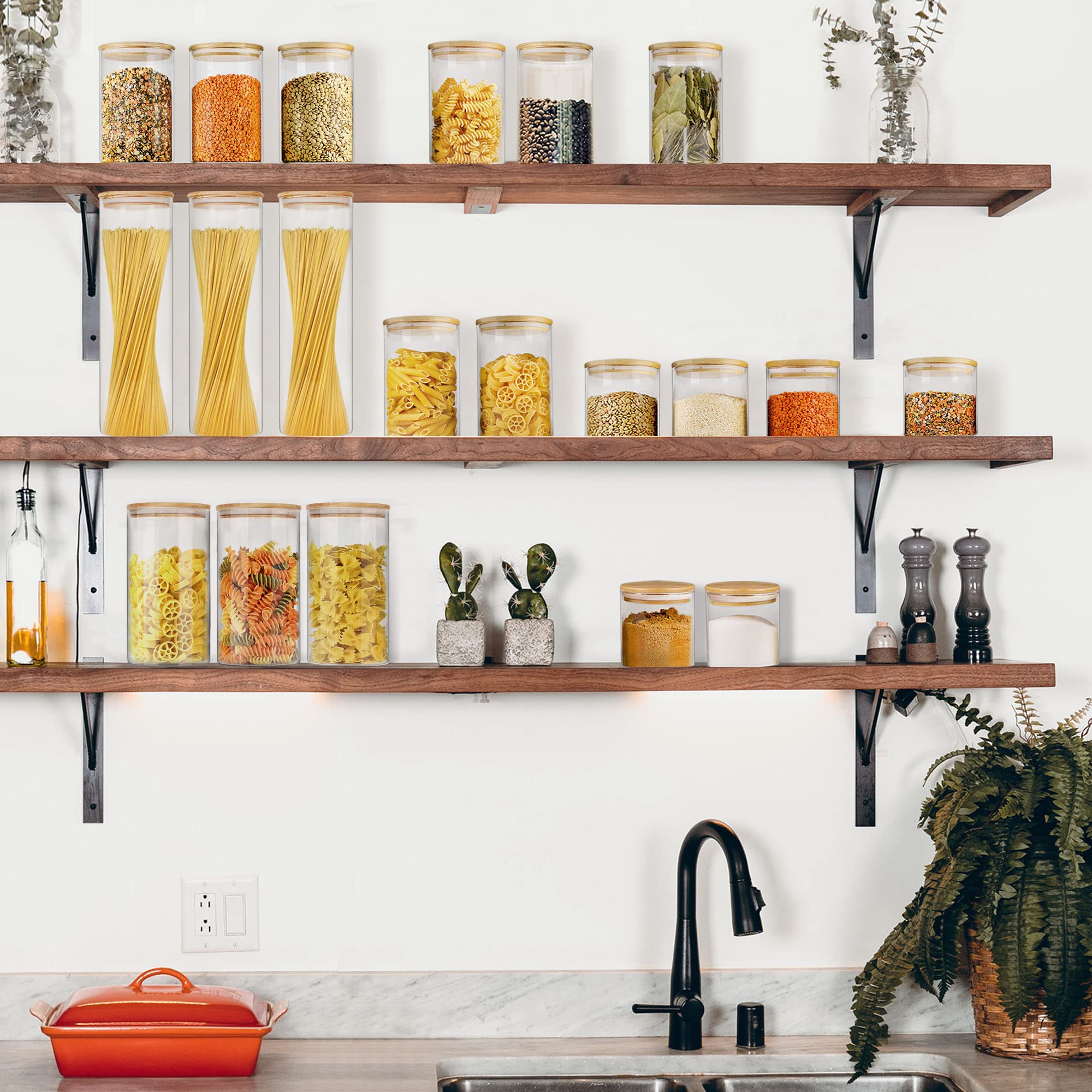3-Pack 40oz Glass Jars with Bamboo Lids - Airtight Food Storage Containers for Pantry Organization | Perfect for Storing Coffee, Tea, Flour & Bulk Dry Goods