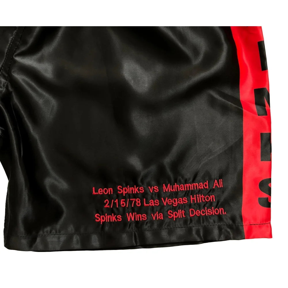 Leon Spinks Autographed Limited Edition Boxing Shorts - Exclusive Private Signing April 2020 - Perfect for Boxing Memorabilia Collectors & Sports Fans Display