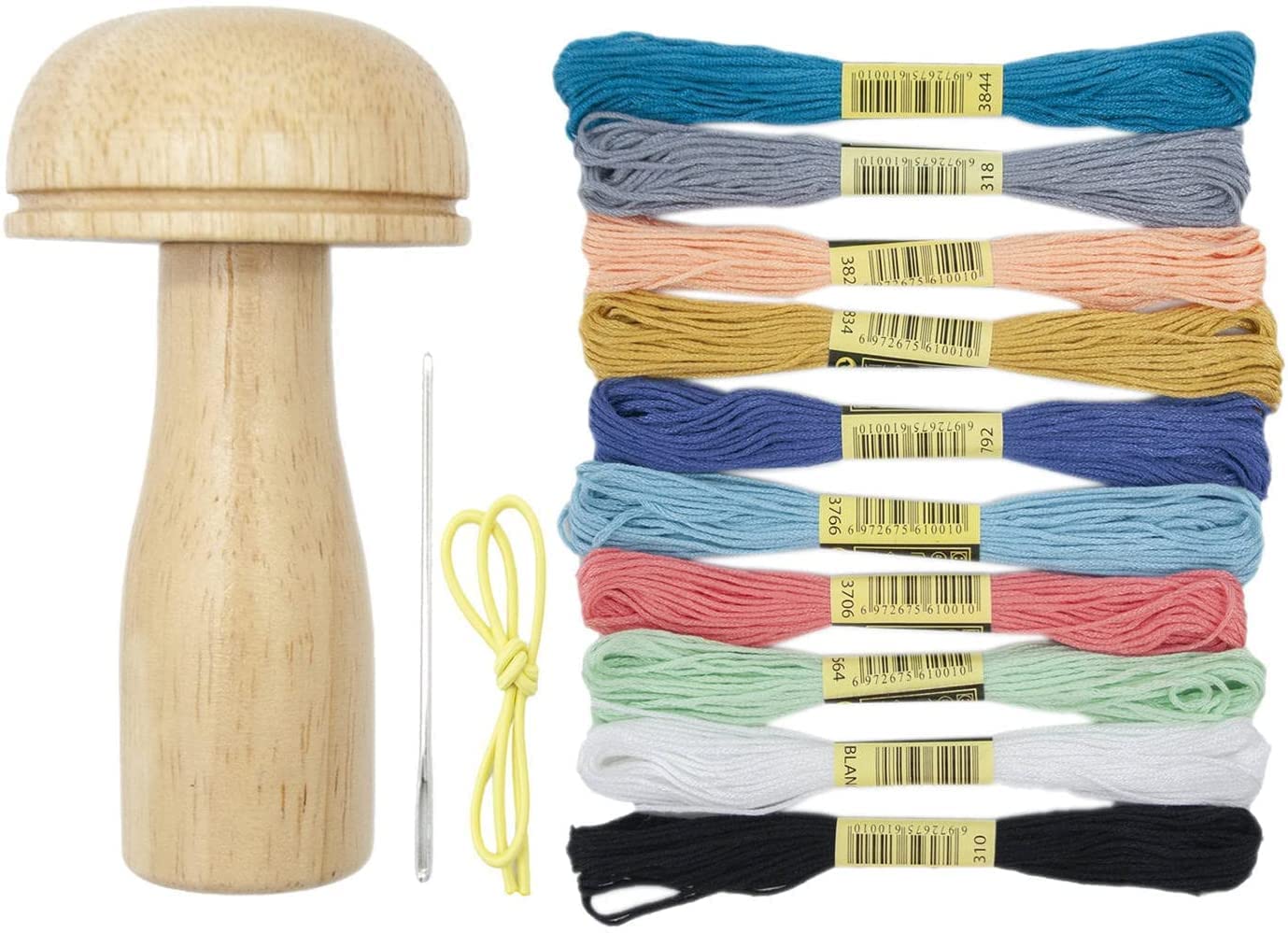 Premium Solid Wood Darning Mushroom - Hand Sewing & Mending Tool for Knitting, Sock Repair with Needle Storage | Cute Chubby Mushroom Design | Perfect for DIY Crafts, Clothing Repairs & Home Sewing Projects