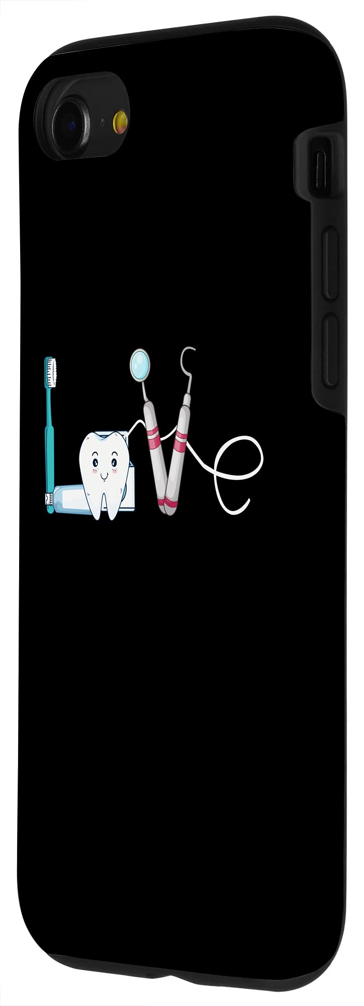 Funny Dentist Love Dental Hygienist Phone Case for iPhone SE (2020) / 7 / 8 - Perfect Gift for Dental Professionals & Teeth Orthodontics Fans - Great for Work, School & Daily Use