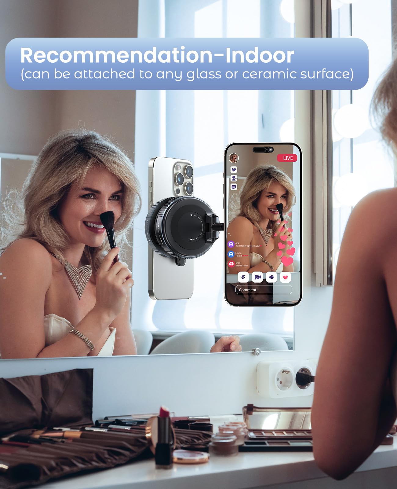 Upgraded 360° Adjustable Magnetic Suction Cup Phone Holder for Magsafe - Strong Car/Gym/Mirror Mount for iPhone & Android Smartphones | Perfect for Driving, Workouts & Home Use