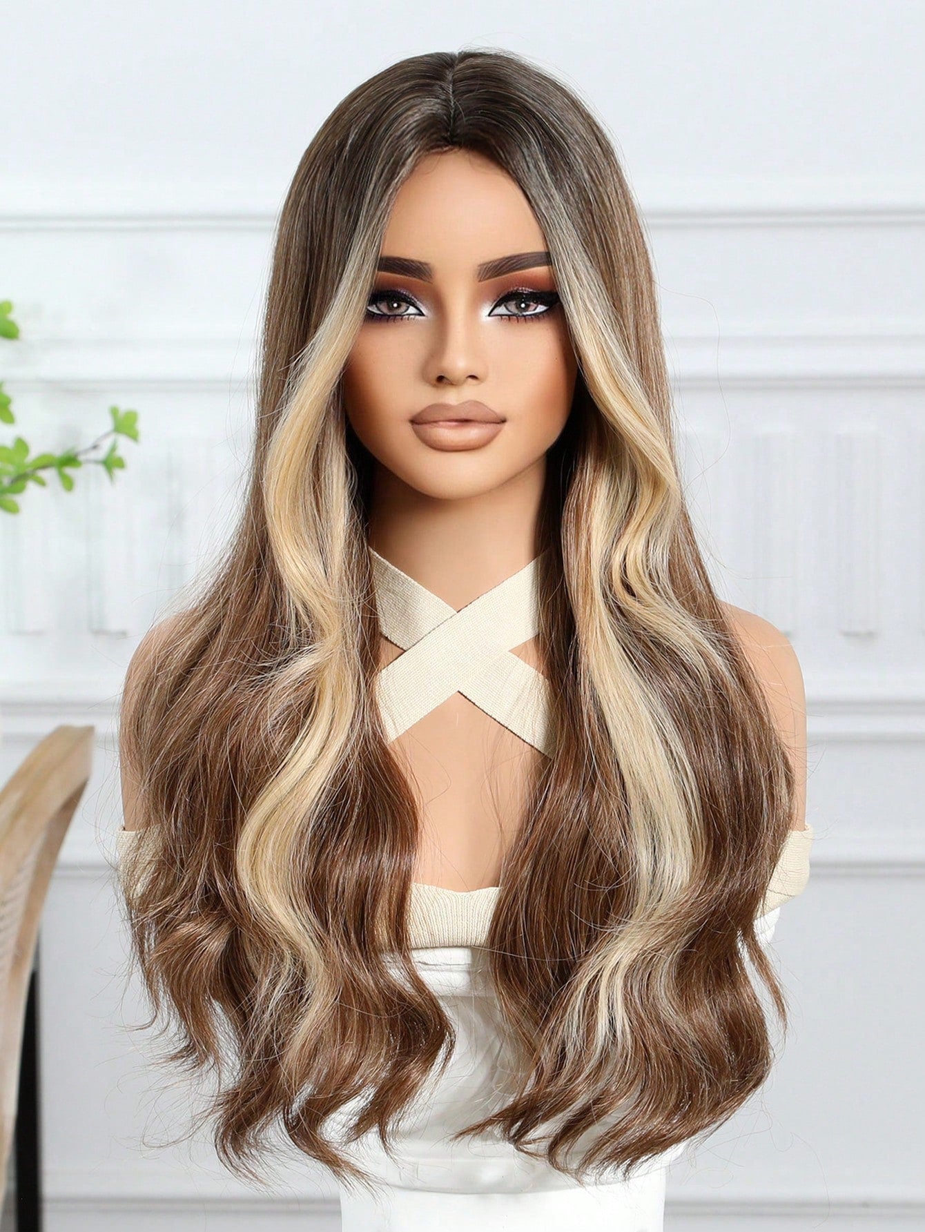Stylish Brown Blonde Long Curly Synthetic Hair Wig for Women - Perfect for Cosplay, Halloween, Daily Fashion & Special Occasions