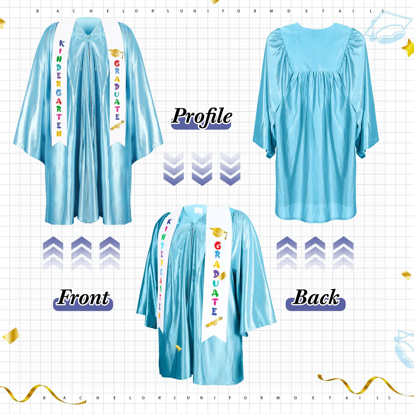 Foaincore 2025 Preschool & Kindergarten Graduation Gown Cap Tassel Set with 2025/2026 Charm Stole - Perfect Graduation Gift for Kids Ceremony & Photo Shoot