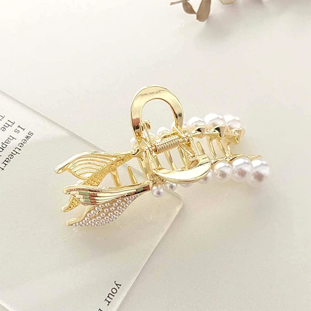 Mermaid Tail Pearl Hair Claw Clips for Women & Girls - Elegant Hair Clips, Hairpins & Hair Accessories (Pack of 1) - Perfect for Weddings, Parties & Everyday Styling