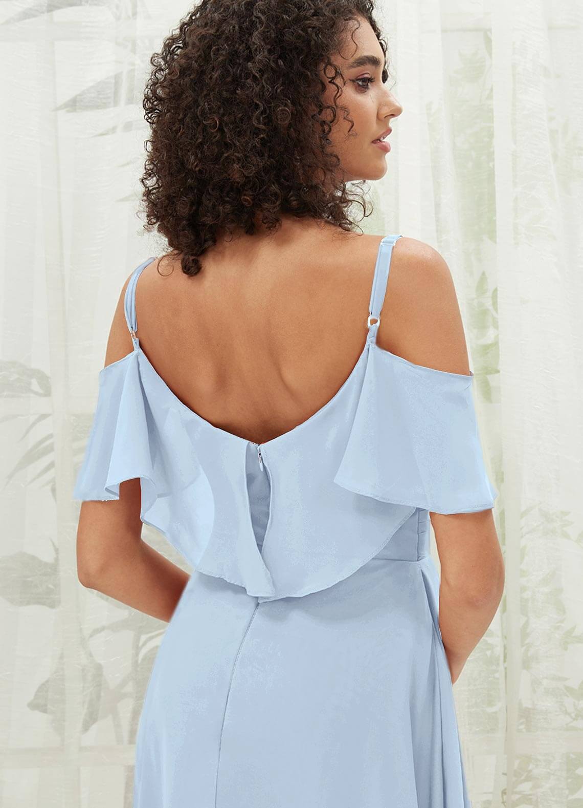 Cornflower Blue Chiffon Ruffle Cold Shoulder Sweetheart Bridesmaid Dress - Elegant Wedding Party Gown for Bridesmaids, Formal Events & Special Occasions