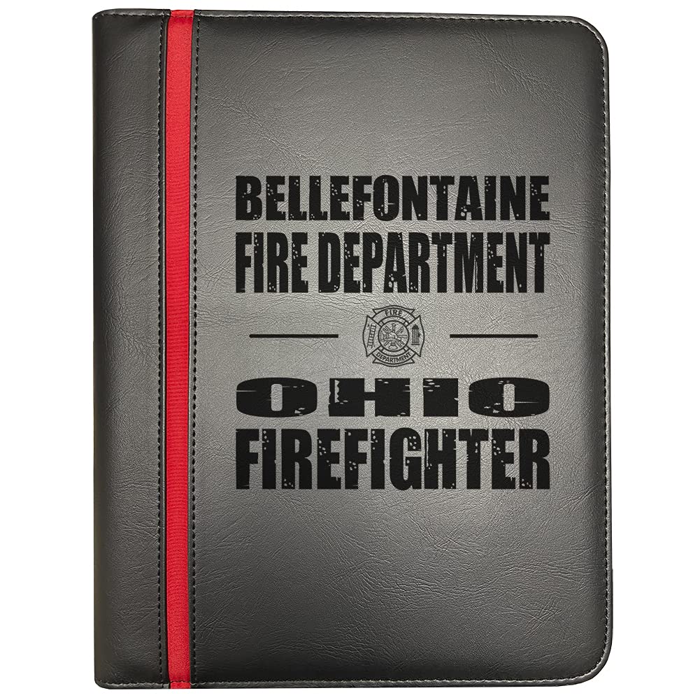 Firefighter Portfolio Organizer with Thin Red Line & Maltese Cross - Compatible with Bellefontaine OH Fire Dept - Includes Firefighter's Prayer Print - 10-Pack - Ideal for First Responders, Gifts & Professional Use