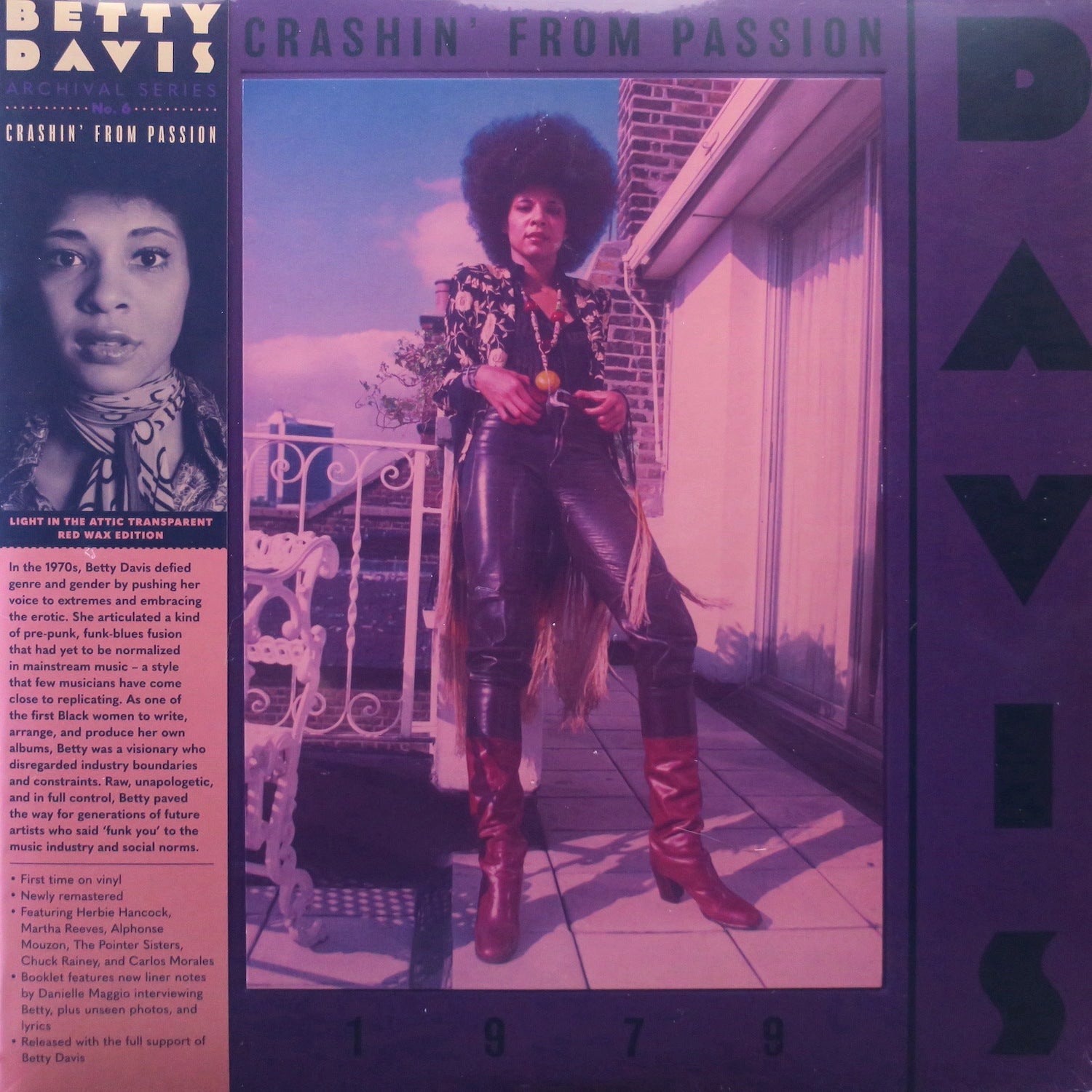BETTY DAVIS 'Crashin' From Passion' RED Vinyl LP Record - Limited Edition Funk Soul Music Collector's Item for Audiophiles & Music Enthusiasts - Perfect for Home Listening, DJ Sets & Vintage Music Collections