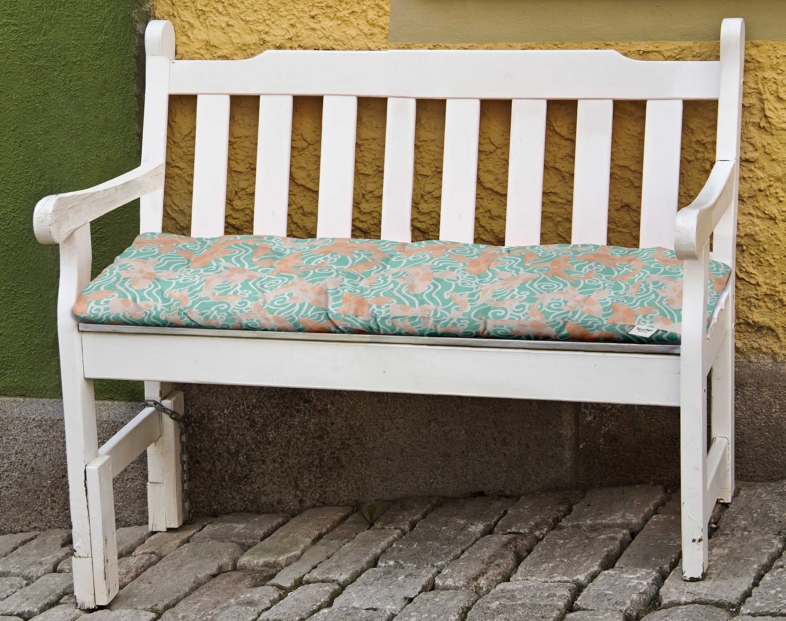 Waterproof Printed Outdoor Bench Cushion - Aquamarine Green Patio Lounger Seat Cover for Garden, Porch & Poolside Furniture | Durable & Weather-Resistant Outdoor Decor