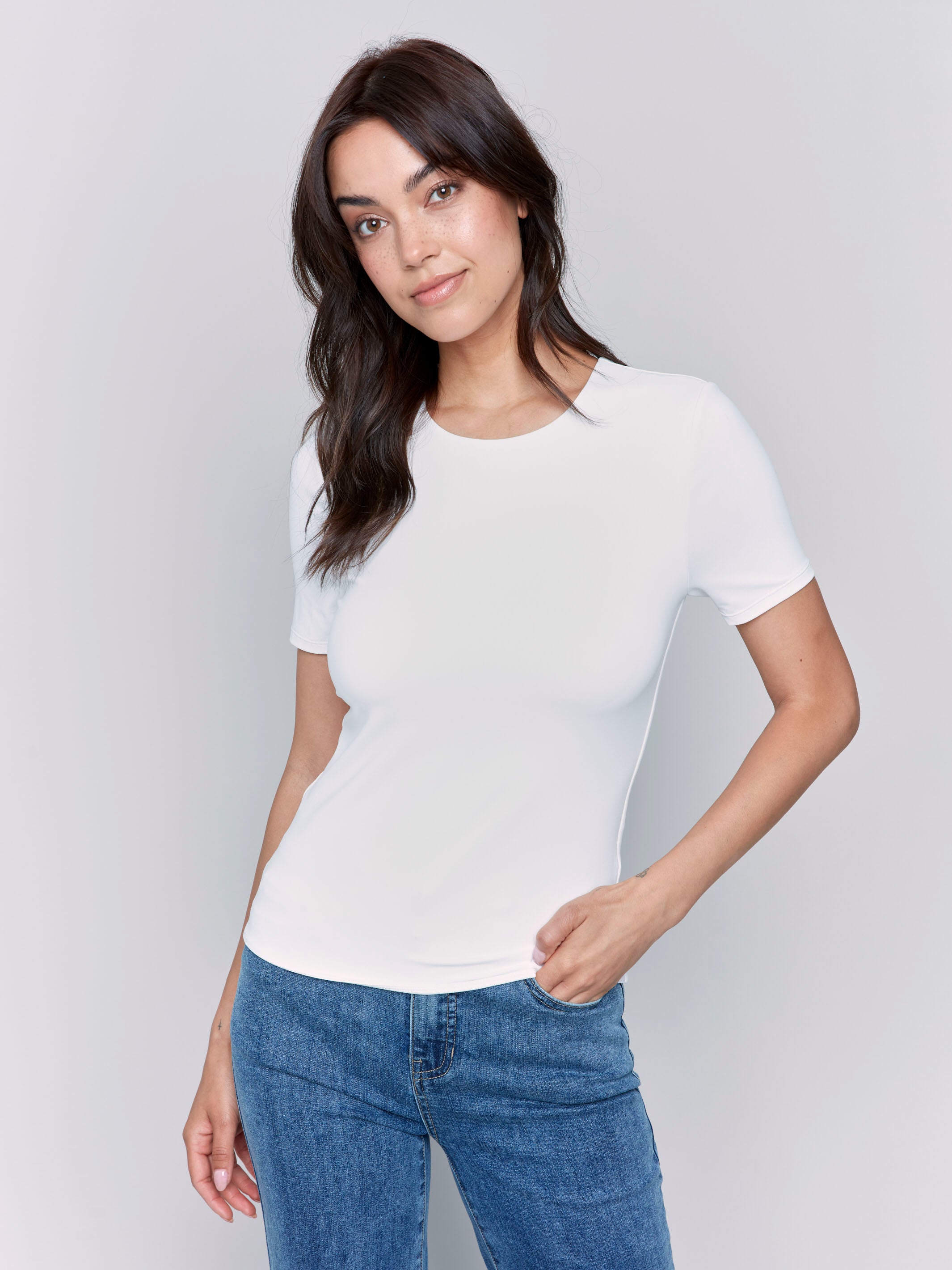 Super Stretch Short Sleeve T-Shirt for Women - Breathable White Top for Yoga, Workout & Casual Wear