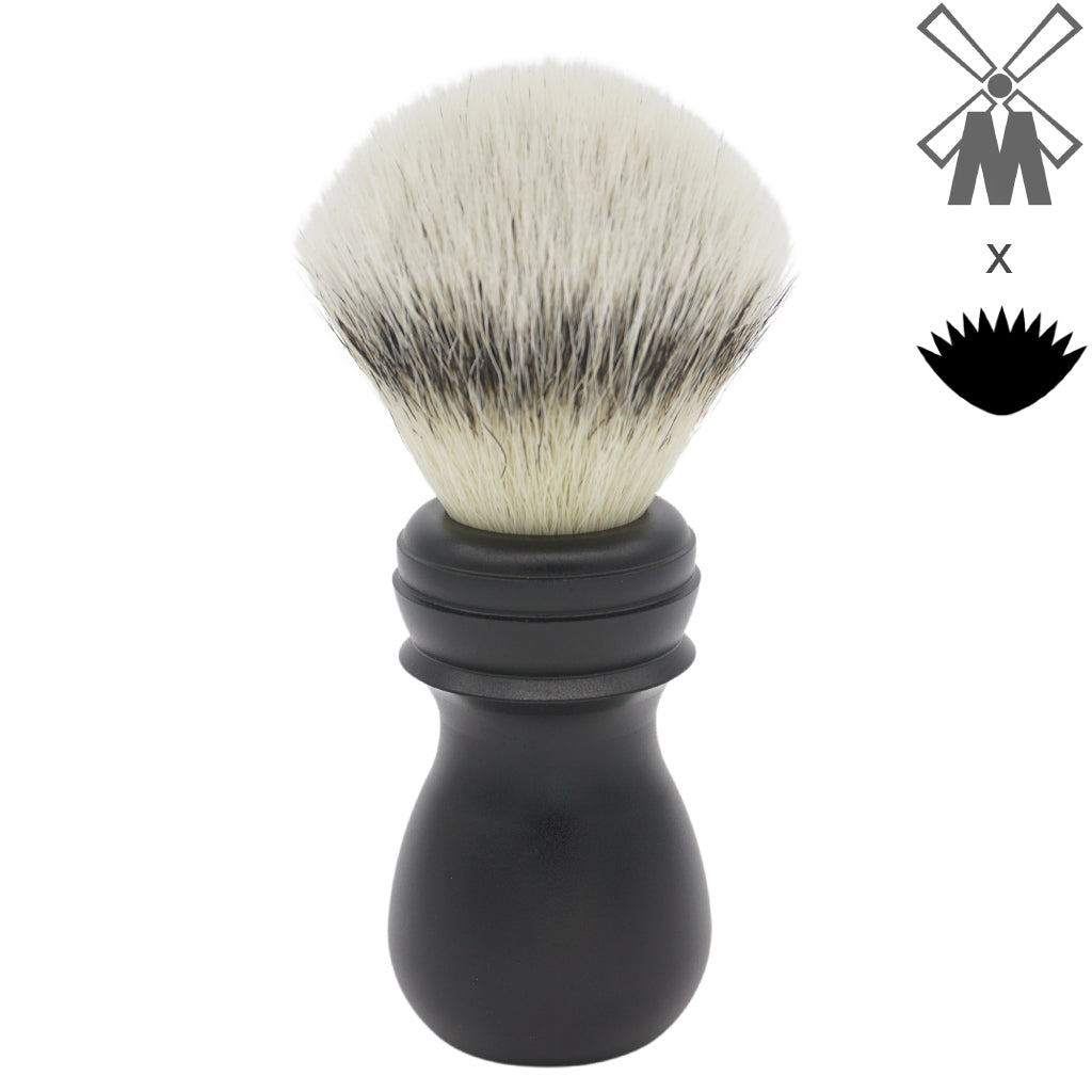 23mm Mühle STF Large Synthetic Shaving Brush with AP Shave Co. Alumihandle - Black Matte Finish for Layered Comfort - Perfect for Wet Shaving & Grooming Routine