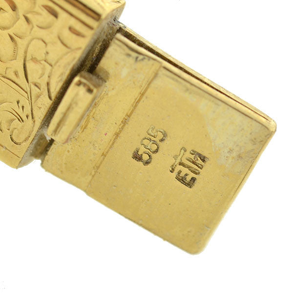 Art Deco 14kt Gold Etched Hinged Bangle Bracelet for Women - Vintage Inspired Jewelry for Parties, Weddings & Special Occasions