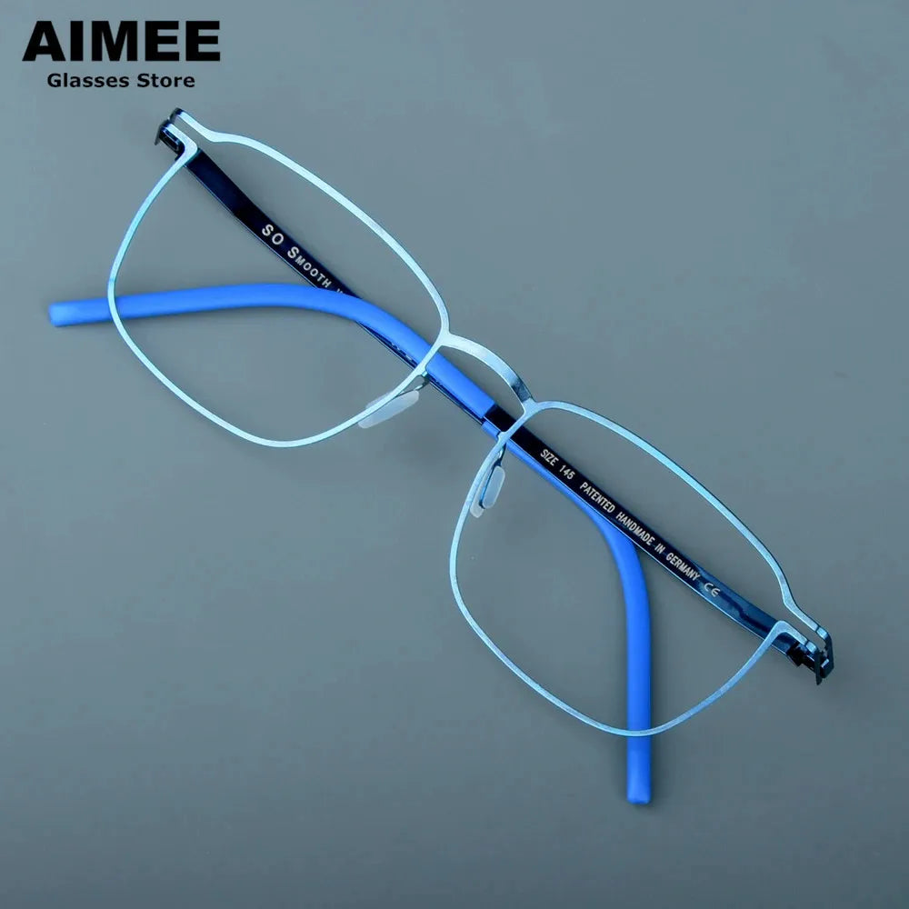 Aimee Unisex Full Rim Square Screwless Steel Eyeglasses Frame 14318 | Lightweight Durable Glasses for Men & Women | Perfect for Reading, Work, and Daily Wear