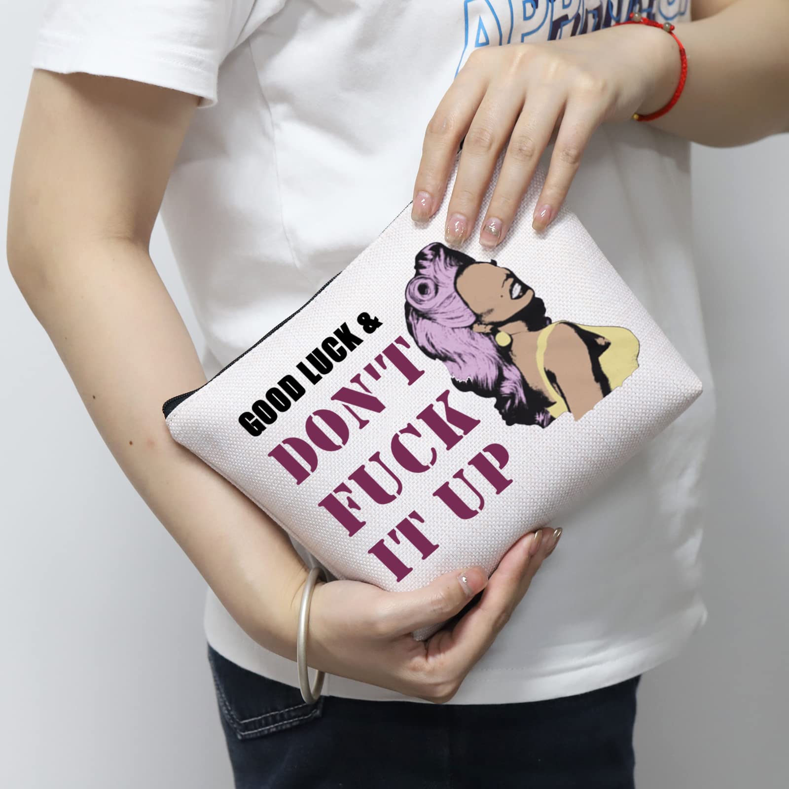 Drag Race Themed Cosmetic Bag - Good Luck & Don't F*ck It Up Makeup Pouch for Drag Queen Fans | Perfect for Travel, Makeup Storage & RPDR Gift Giving