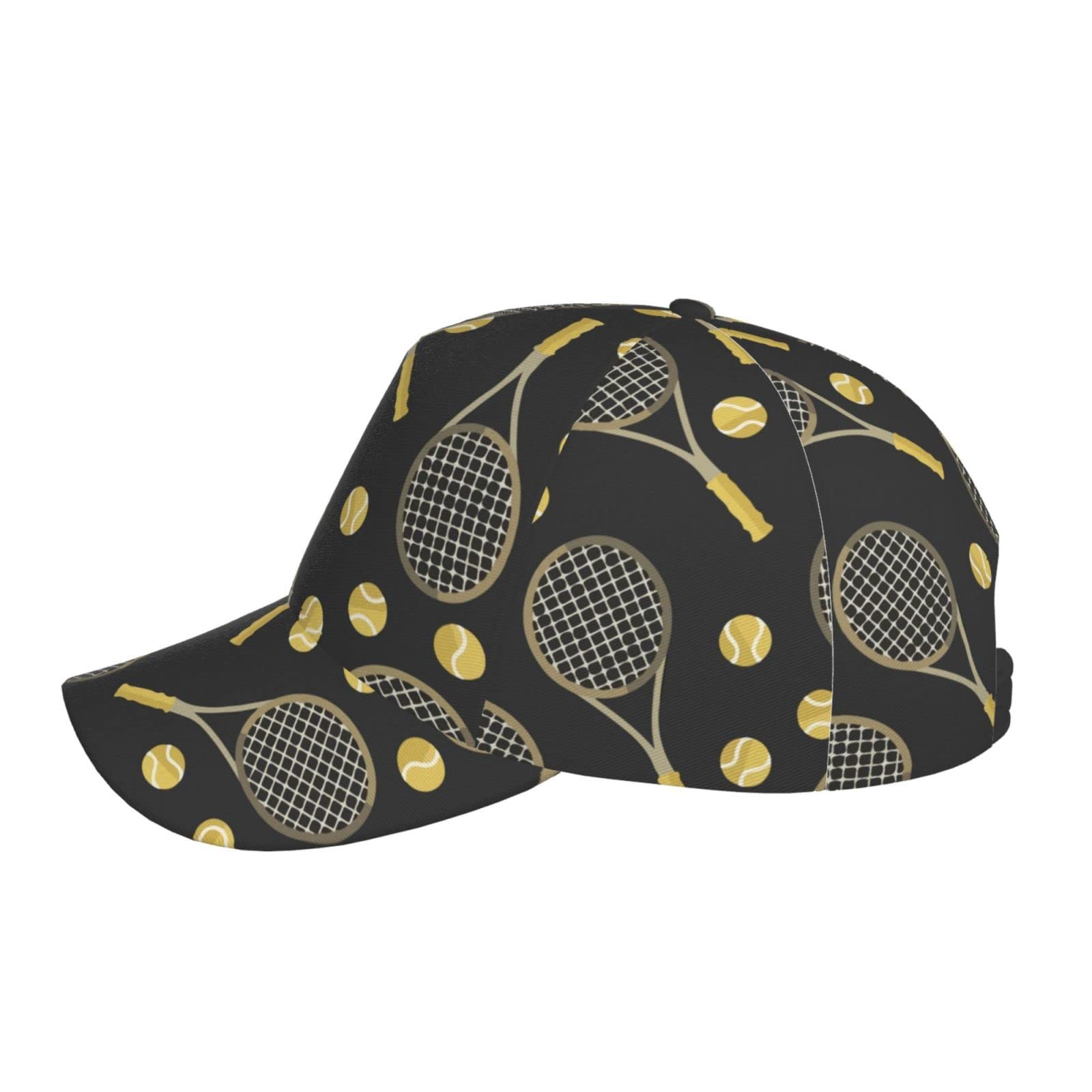 Classic Low Profile Cotton Baseball Cap for Men & Women - Adjustable Dad Hat with Fun Tennis Racquets & Balls Design | Perfect for Tennis Fans, Casual Wear & Outdoor Activities