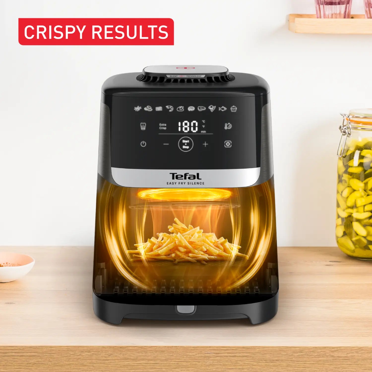 Tefal Easy Fry Silence Essential 5L Air Fryer - Healthy Oil-Free Cooking for Family Meals, Snacks & Fast Meals | EY551H Model