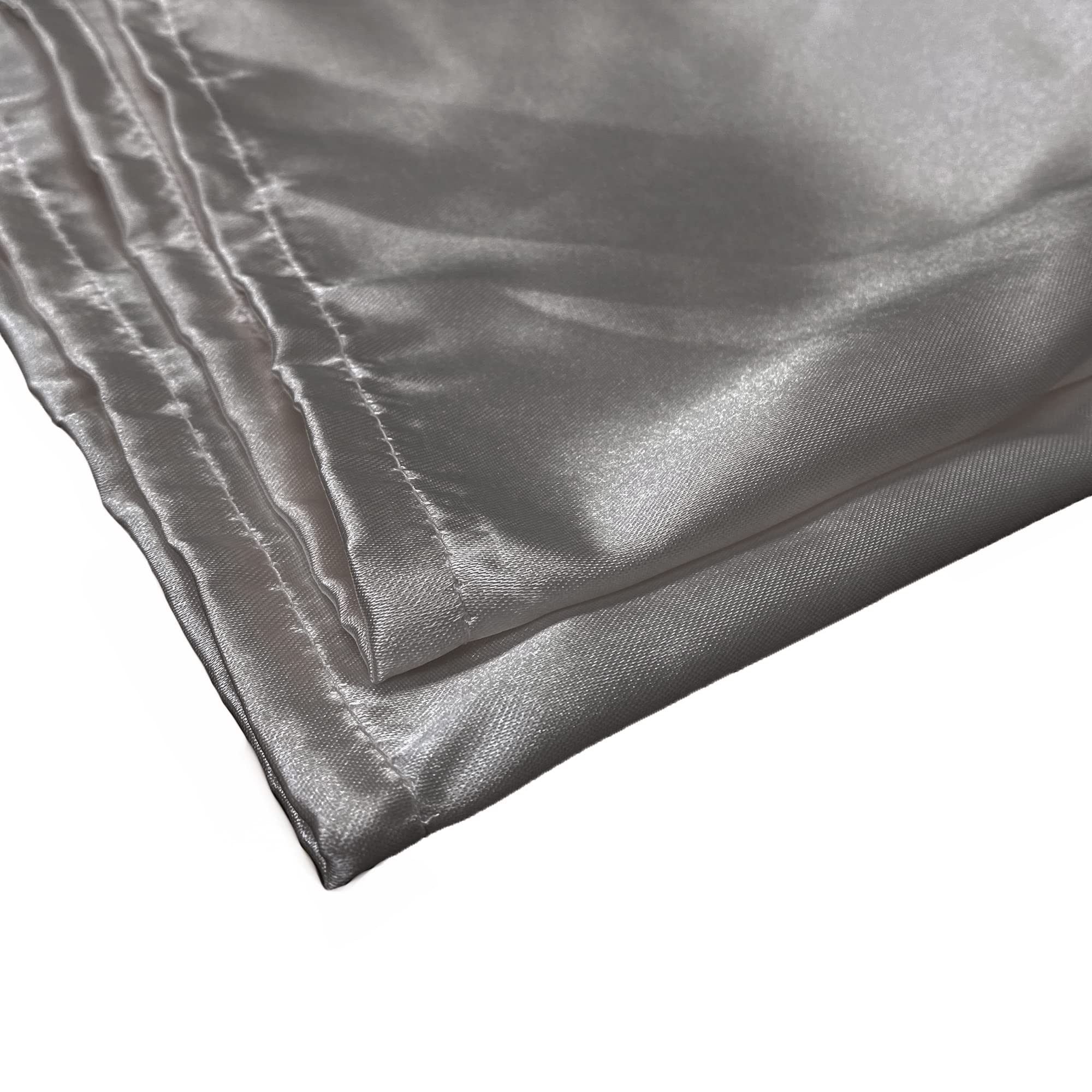 60 x 102 Inch Dark Silver Satin Tablecloth - Rectangular Shiny Table Linens for 6 ft Tables - Perfect for Weddings, Banquets & Formal Dining Events