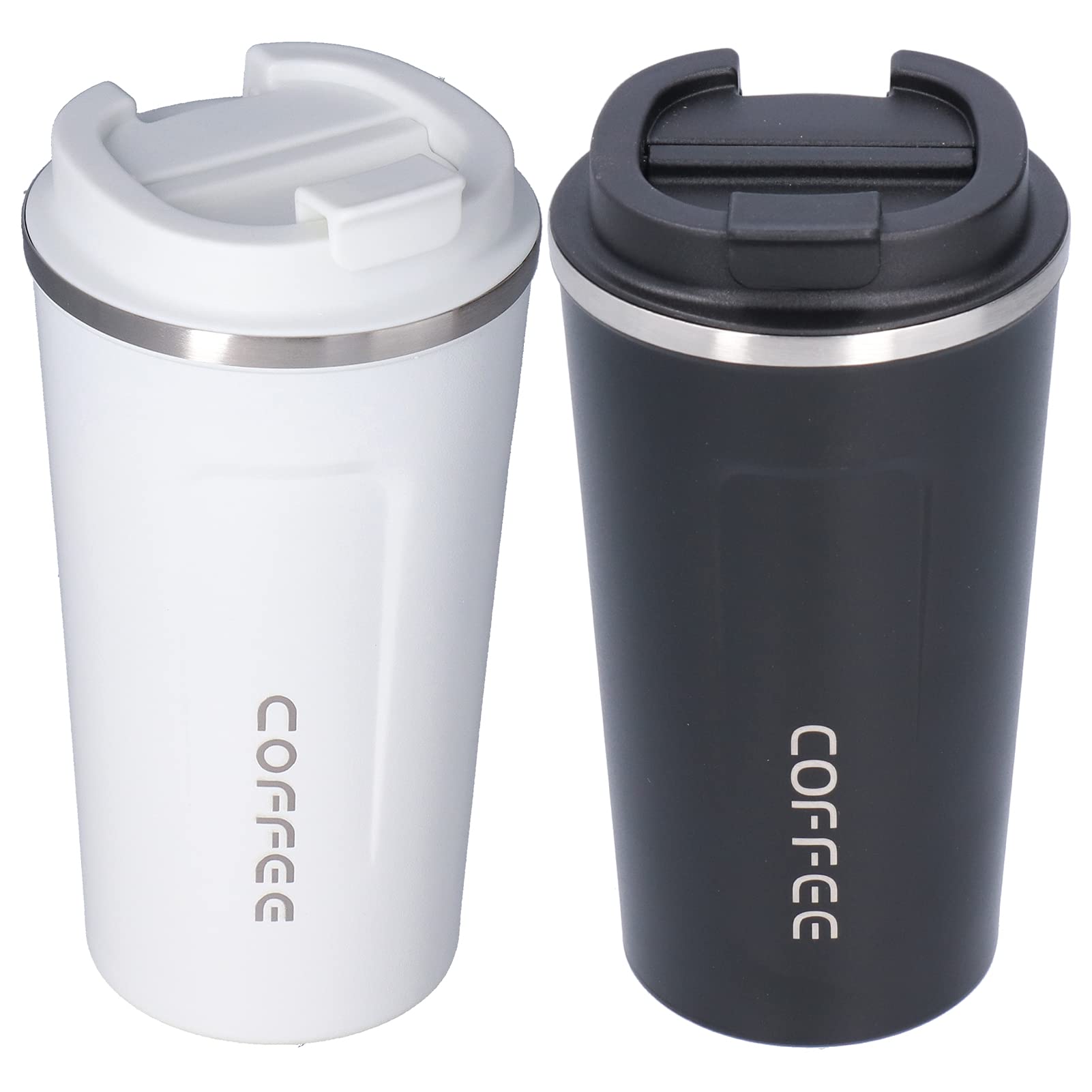 BORDSTRACT 510ML Double Wall Vacuum Insulated Stainless Steel Coffee Mug - Large Capacity Thermal Travel Mug for Office, Outdoor & Commuting - Keeps Hot/Cold for Hours (White) - Perfect for Camping, Hiking and Road Trips