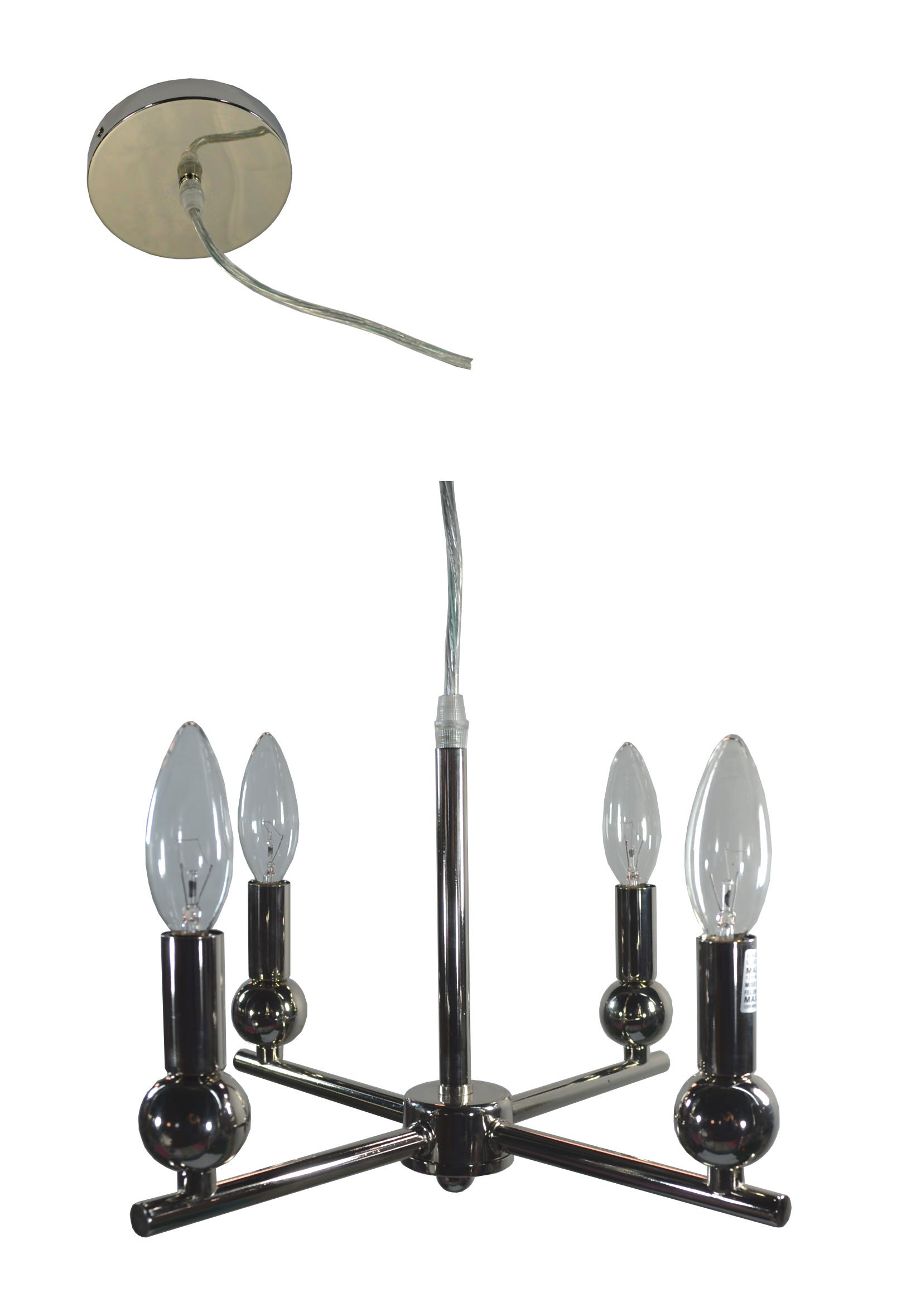 Urbanest Zio 4-Light Modern Chandelier in Polished Nickel - Hardwired Ceiling Light Fixture for Dining Room, Bedroom, or Living Room Decor