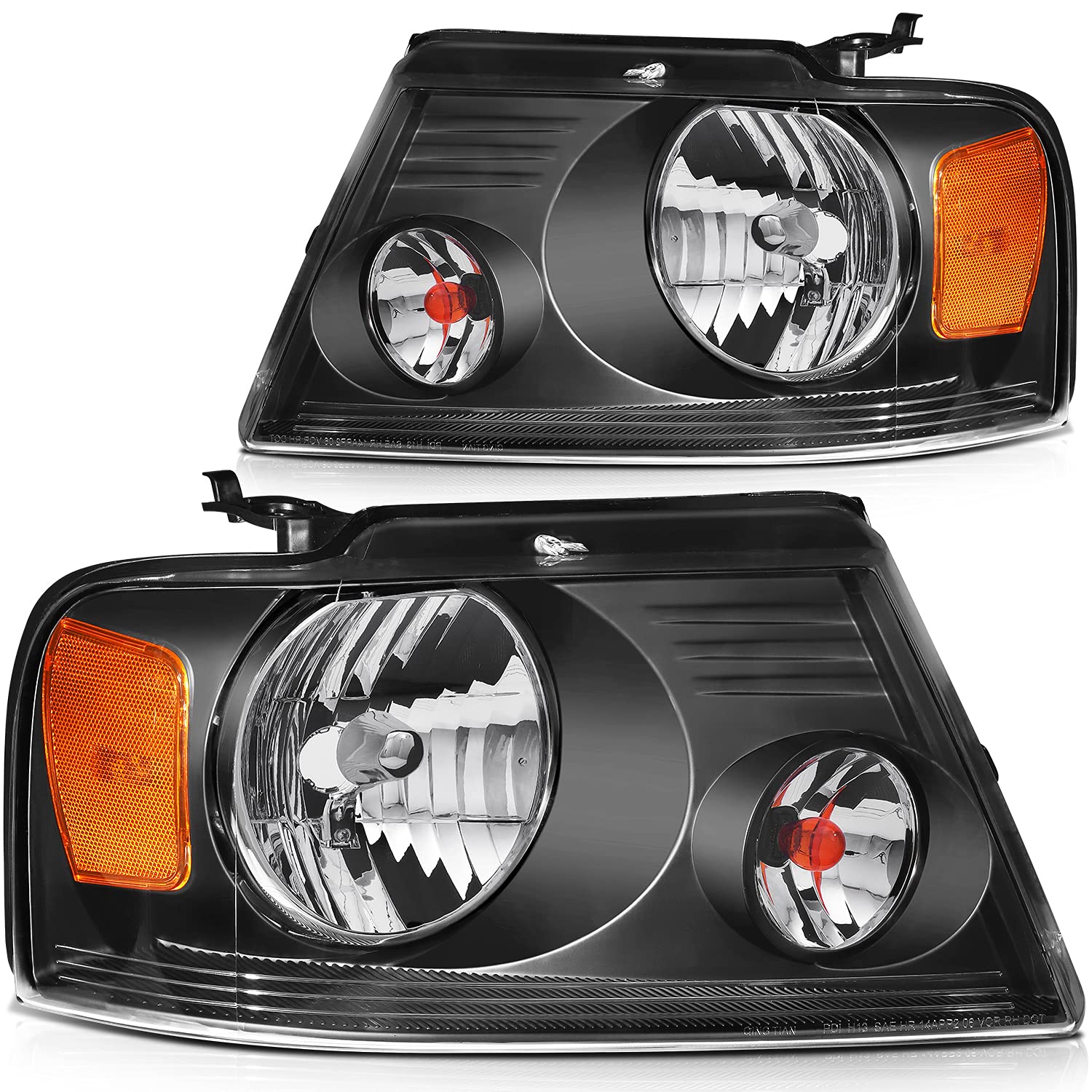 ECCPP Replacement Headlight Assembly for Ford F-150 2004-2008 - Driver & Passenger Side Headlamps - Compatible with Fog Lights & Night Driving