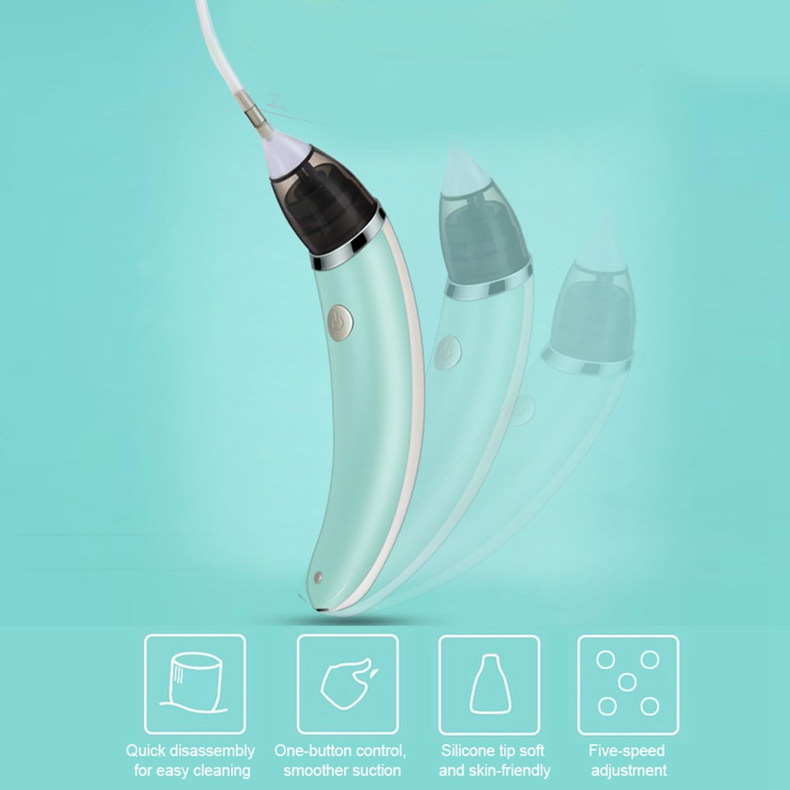 HEEPDD Electric Baby Nasal Aspirator - 5-Speed Adjustable Nose Sucker with Anti-Backflow Design | Safe Ear & Nose Cleaner for Newborns & Toddlers | Perfect for Congestion Relief & Daily Baby Care