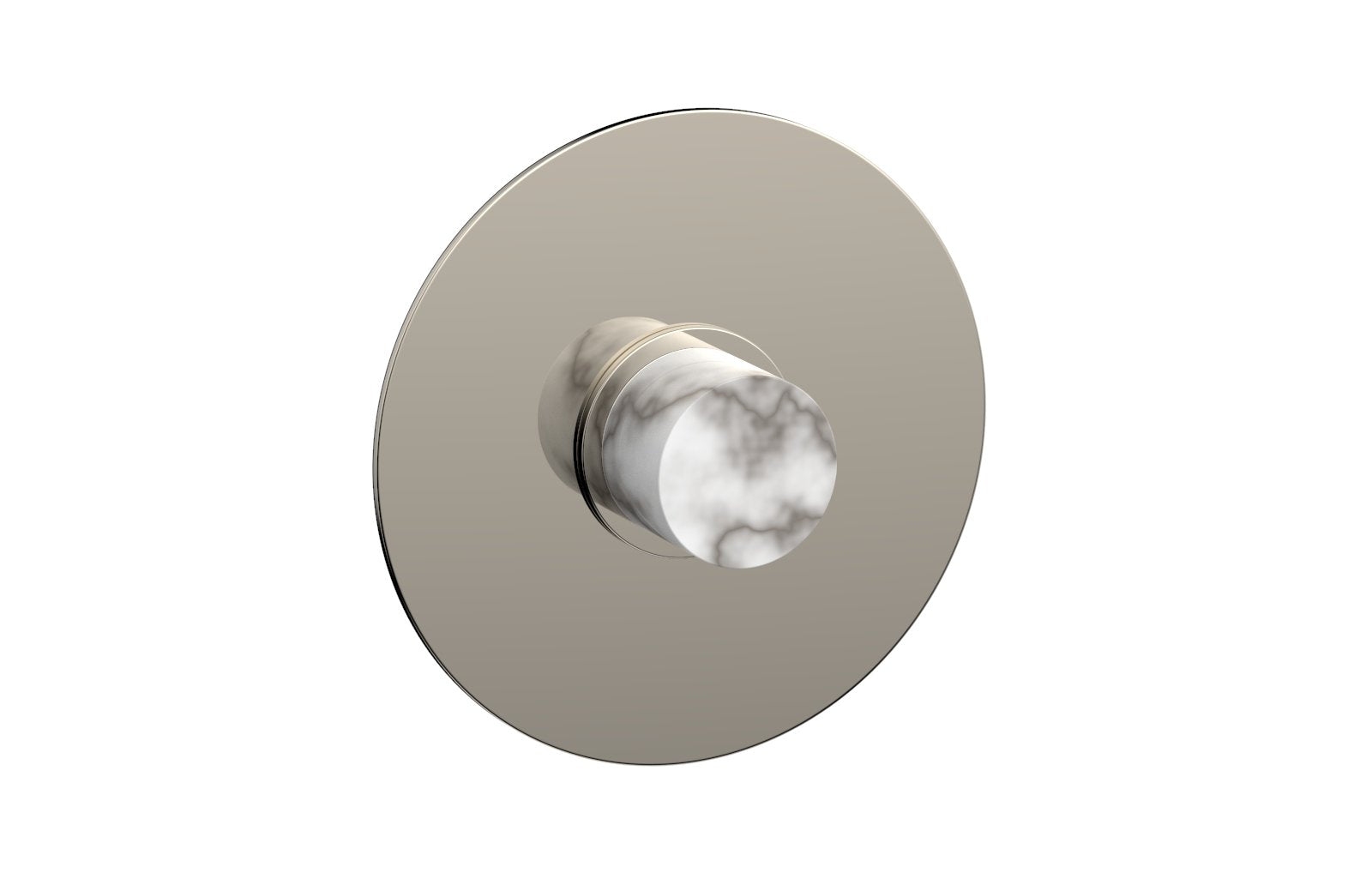 BASIC II Pressure Balance Round Shower Plate & Handle Trim - White Marble Handle 4 182 - Perfect for Modern Bathroom Renovations and Spa-Like Shower Experiences