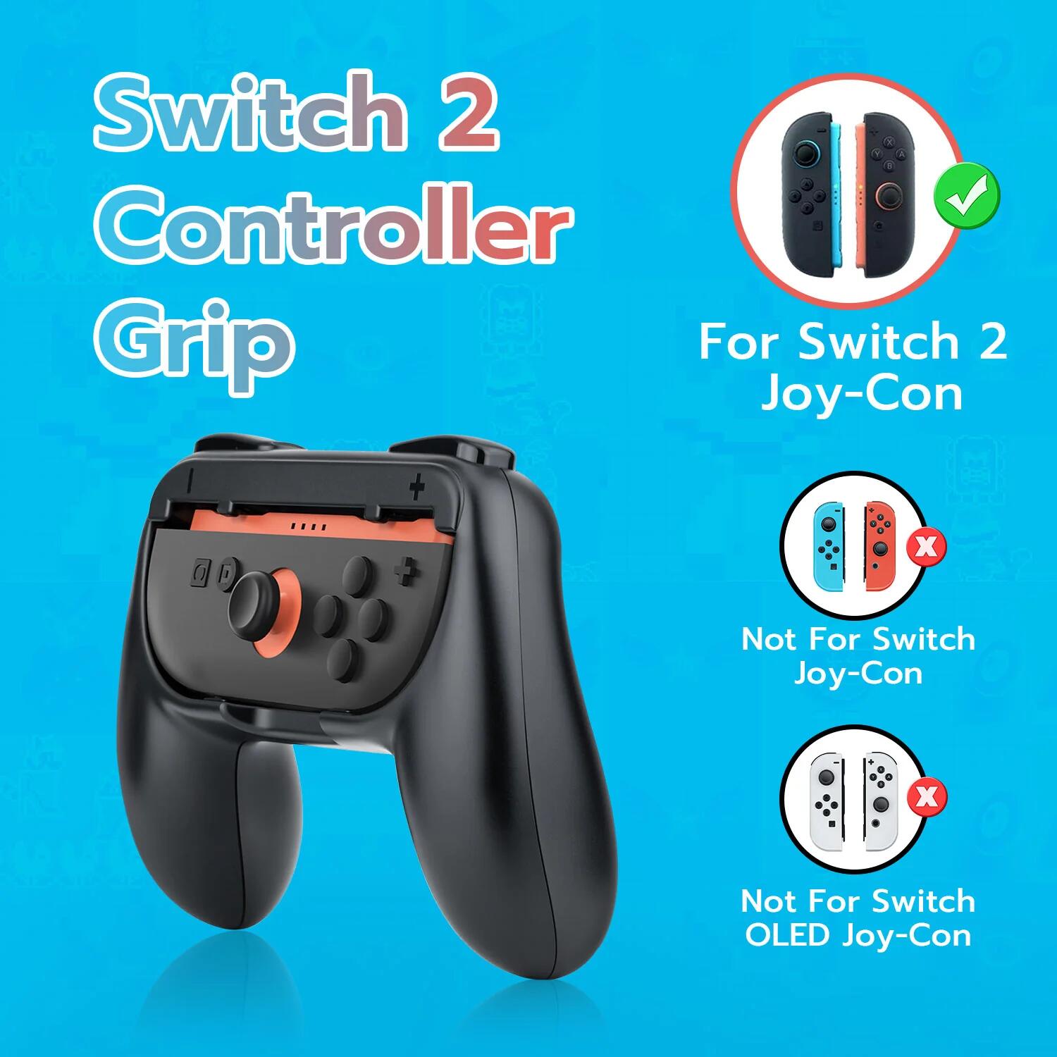 DOBE Controller Grips for Nintendo Switch 2 Joy Con Controllers - Ergonomic Black Handles (TNS 3162) | Perfect for Gaming Comfort & Travel Accessories