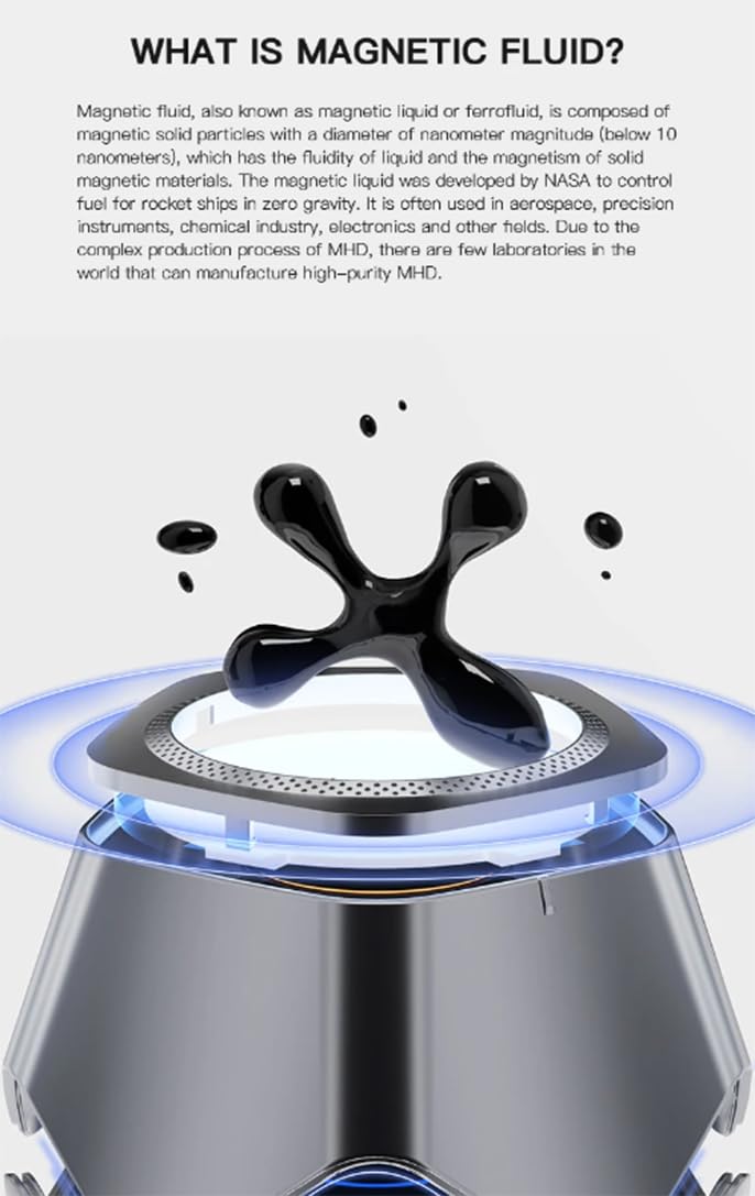 XCSCUK Magnetic Fluid Bluetooth Speakers with Music Visualization, Wireless Home Audio System for Living Rooms, Bedrooms, and Office Spaces (White B)