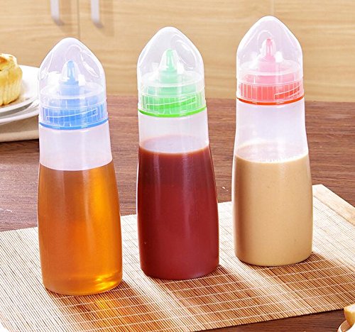 Zollyss 2-Pack 400ml Plastic Squeeze Bottles for Kitchen - Condiment Dispenser for Sauce, Vinegar, Oil & Ketchup (Multicolor) - Perfect for Restaurants, BBQs & Home Cooking