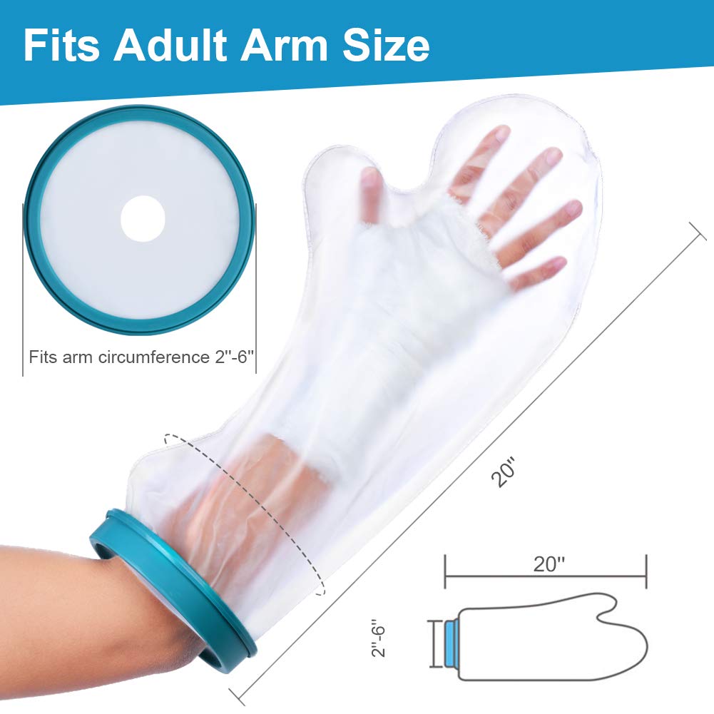 Waterproof Cast Cover for Shower Arm - Half Arm Size (20 Inches) - Broken Arm, Surgery, Wound & Burn Protection - Keeps Hand, Wrist & Fingers Dry - Ideal for Adults with Arm Injuries, Post-Surgery Care & Daily Showering