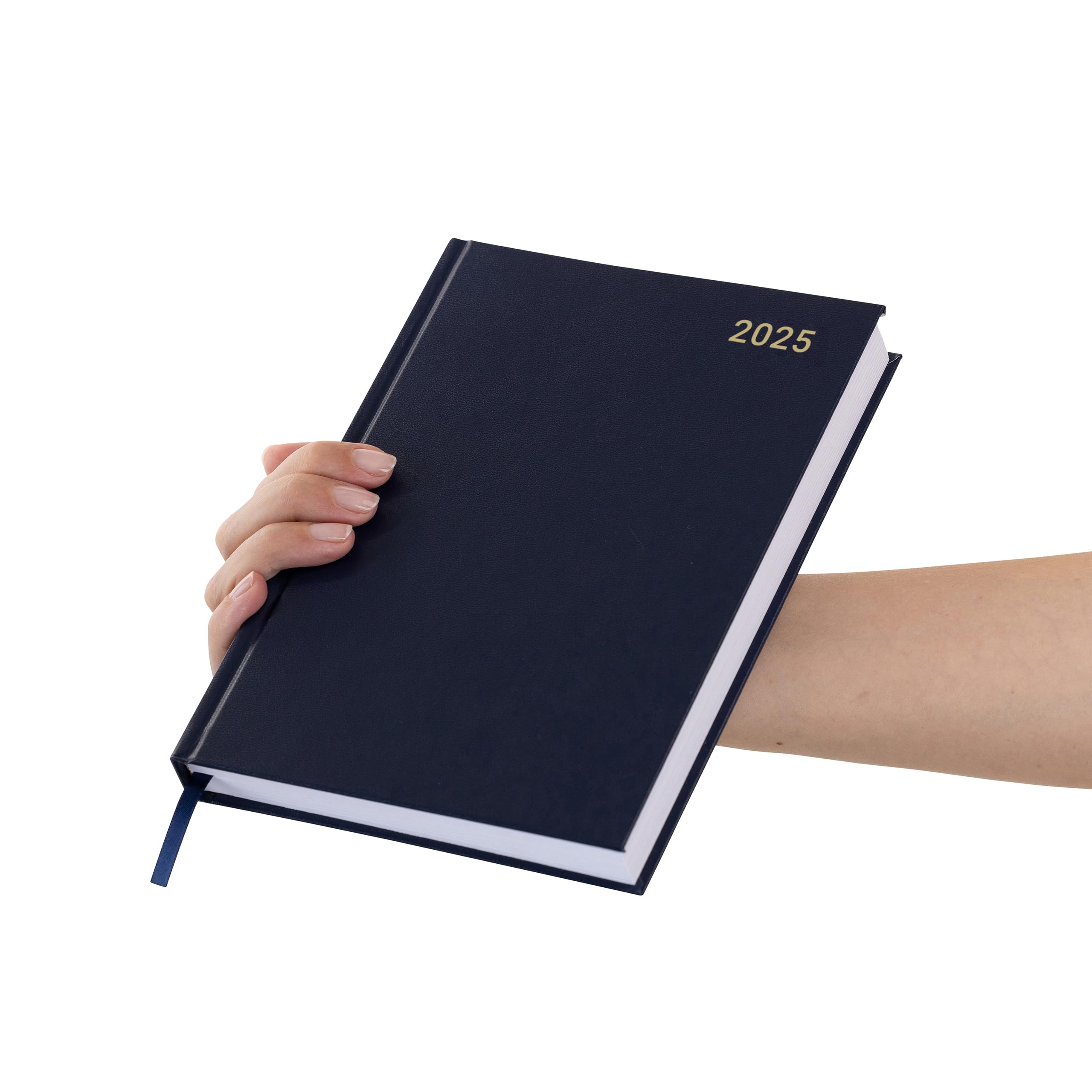 Evelay 2025 A4 A5 Day-to-Page Diary Planner - Hardback Academic Organizer for Home, Office & School - Full Year Daily Schedule Notebook (A5 Size, Navy Blue) - Perfect for Goal Tracking, Time Management & Productivity Planning
